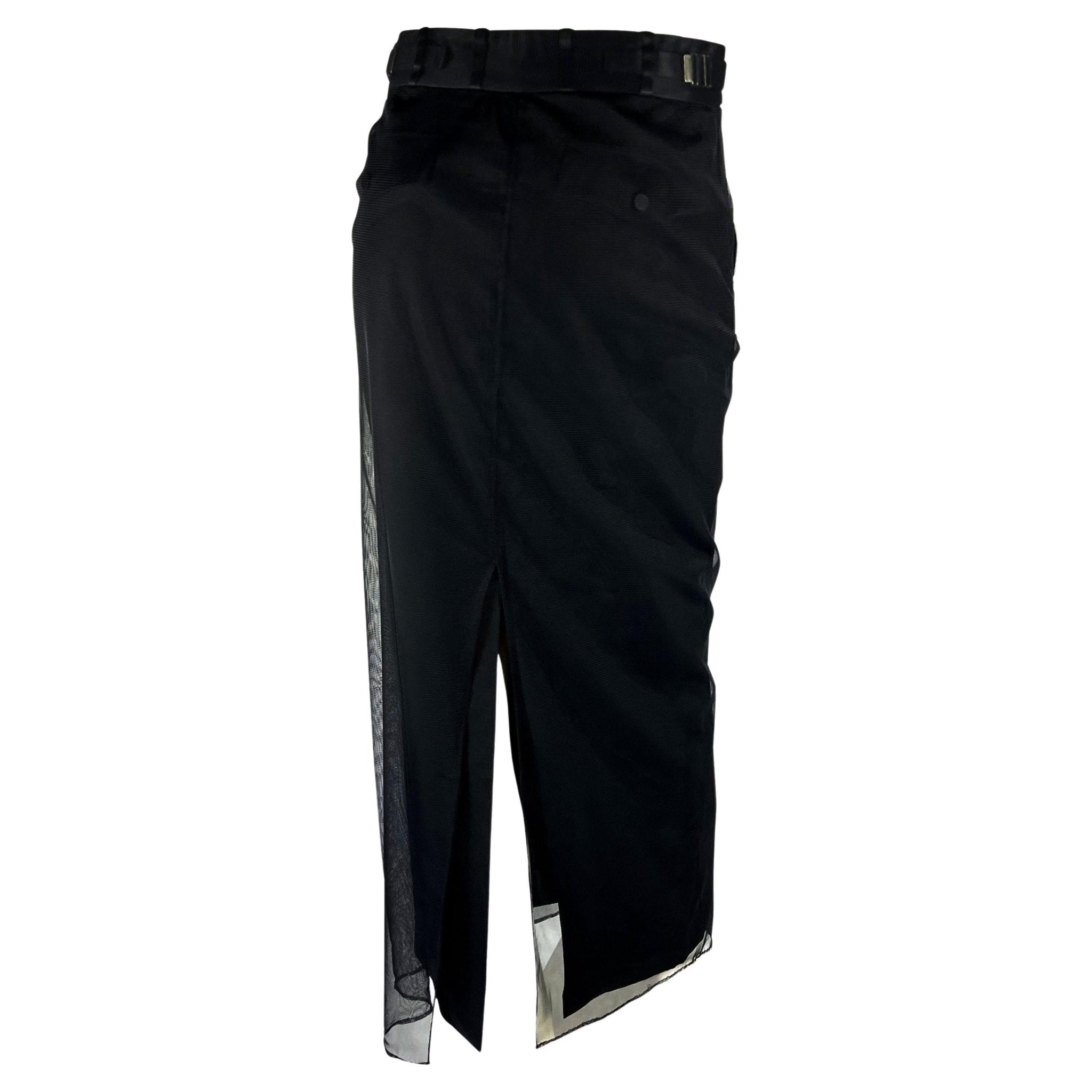 F/W 1998 Gucci by Tom Ford Runway Black Tulle Overlay Tapered Maxi Skirt - RealList