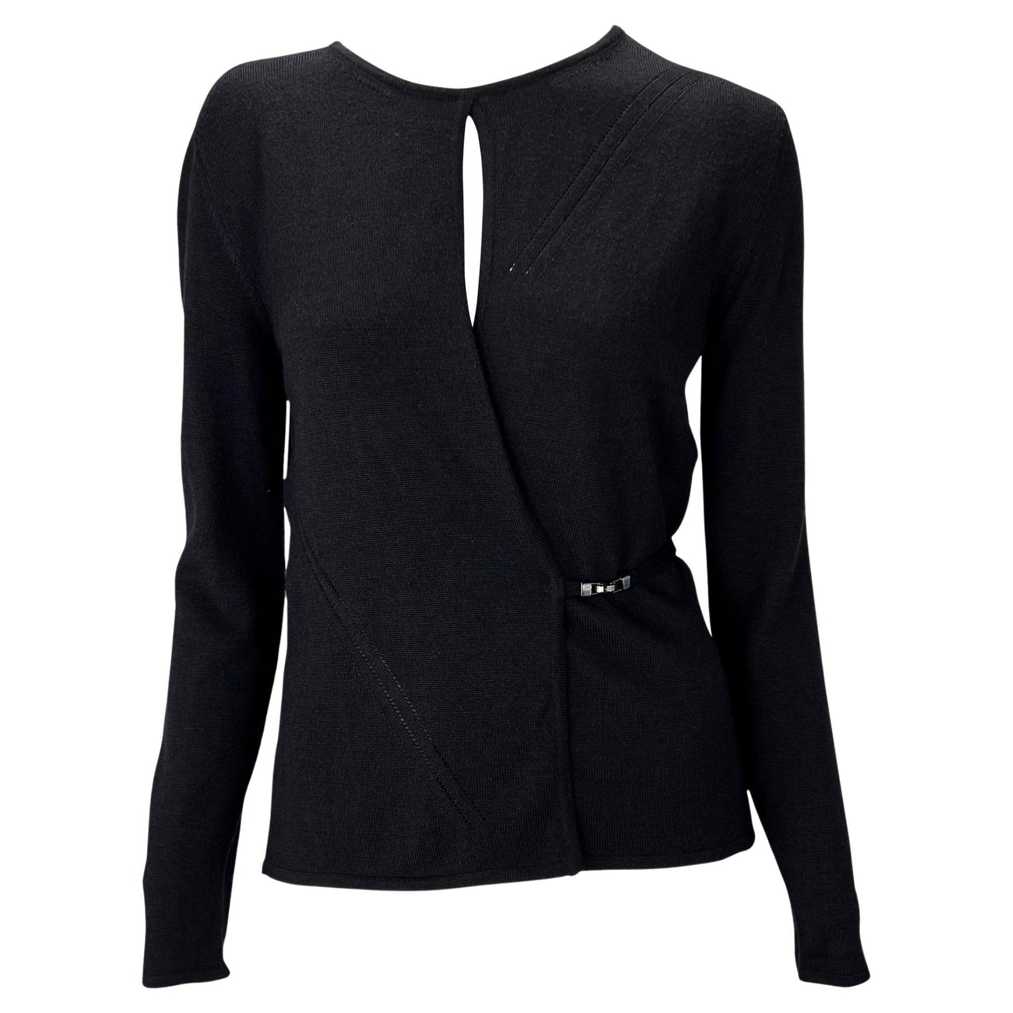 F/W 1998 Gucci by Tom Ford Wraparound Black Wool Blend Cardigan Sweater Top - RealList