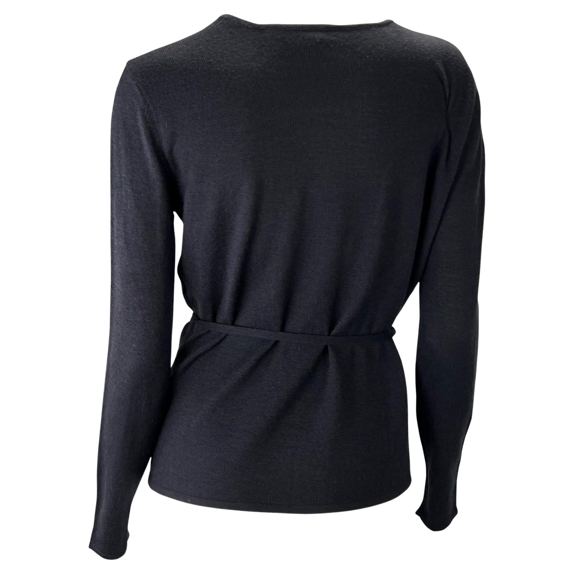 F/W 1998 Gucci by Tom Ford Wraparound Black Wool Blend Cardigan Sweater Top - RealList