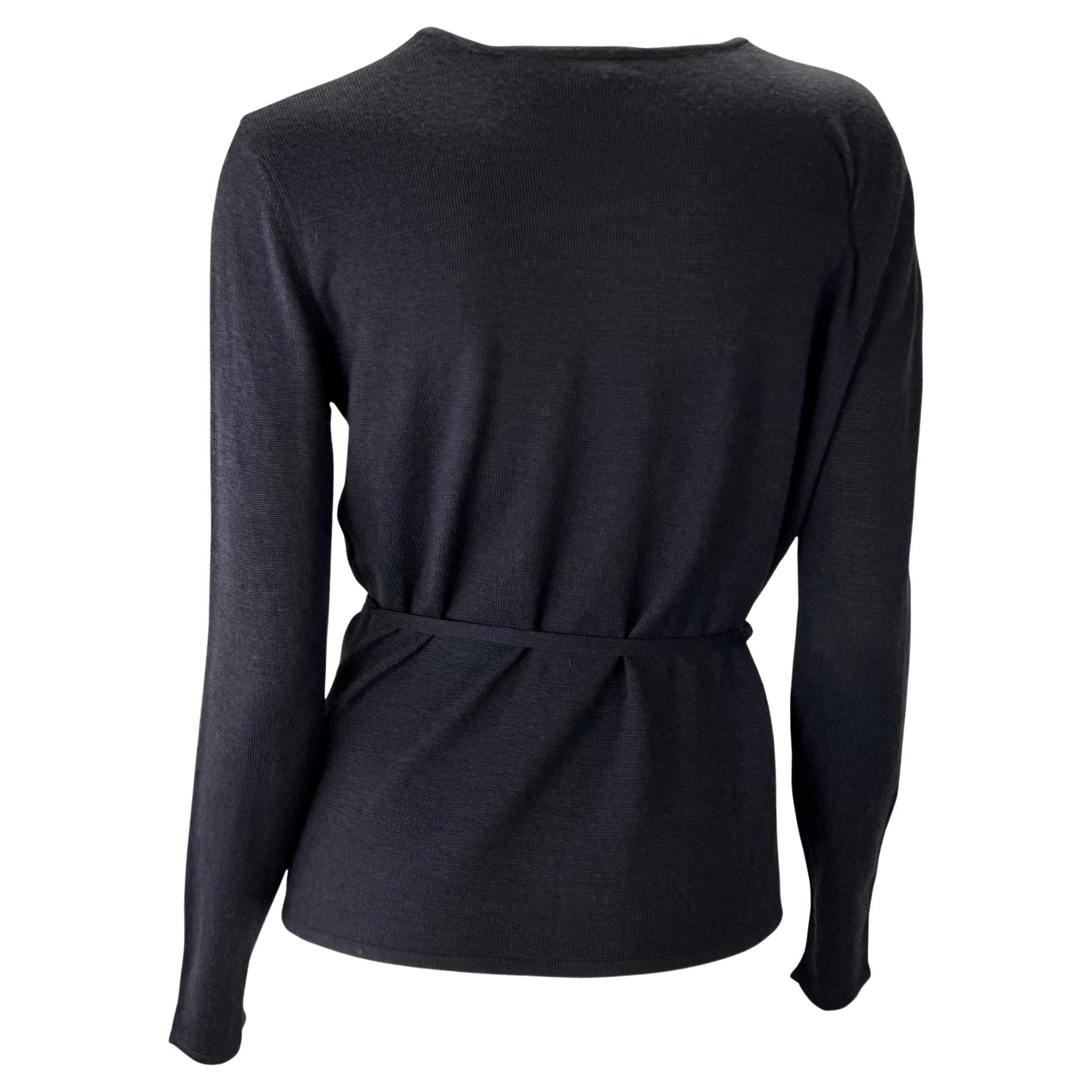 F/W 1998 Gucci by Tom Ford Wraparound Black Wool Blend Cardigan Sweater Top - RealList