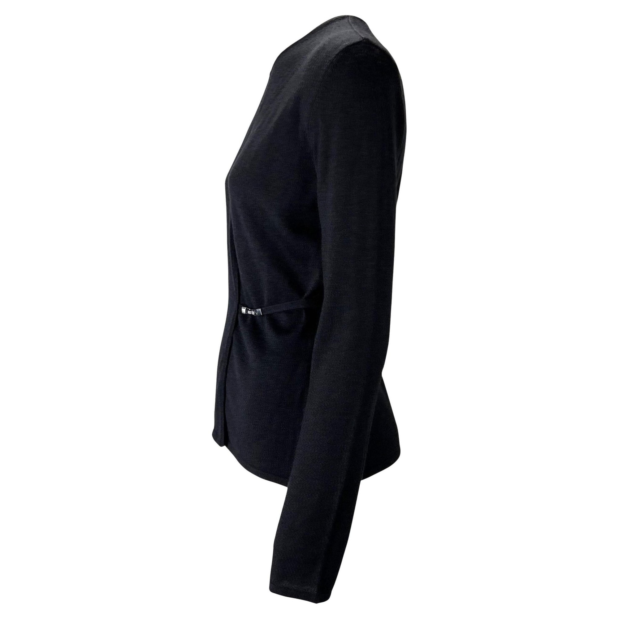 F/W 1998 Gucci by Tom Ford Wraparound Black Wool Blend Cardigan Sweater Top - RealList