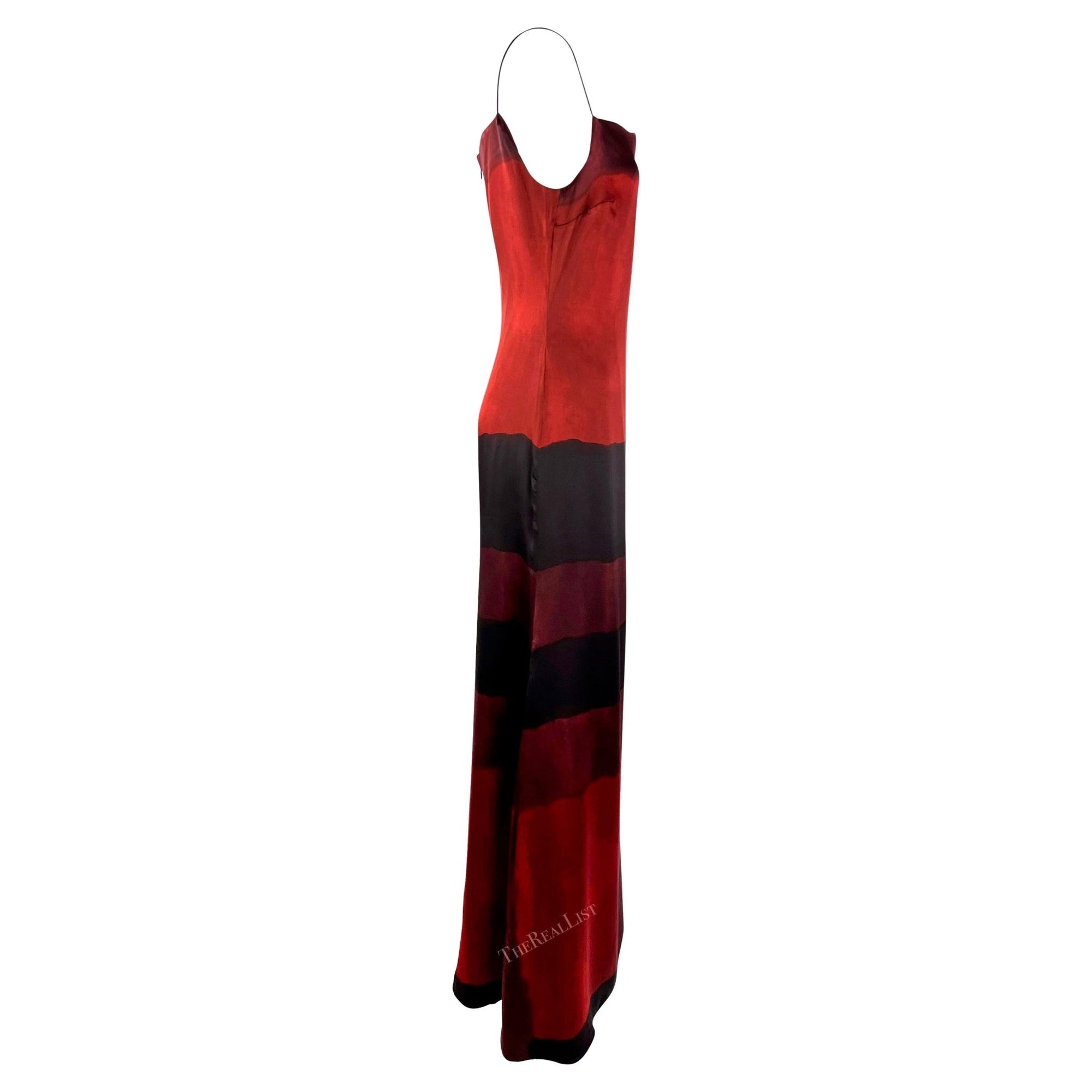 F/W 1998 Guy Laroche by Albert Elbaz Red Silk Abstract Art Print Gown - RealList