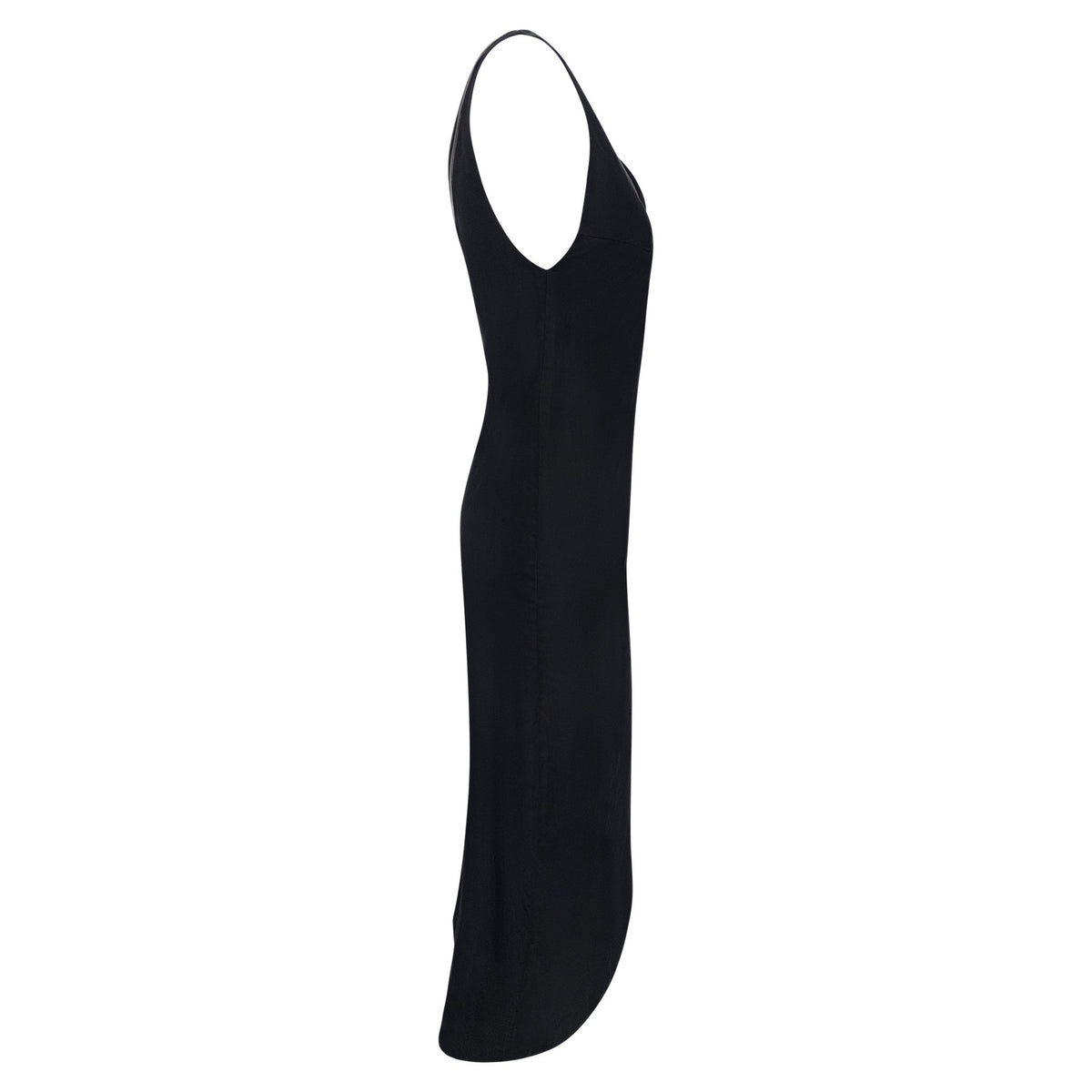 F/W 1998 Prada Runway Black Taffeta Rubber Trimmed V - Neck Evening Gown - RealList