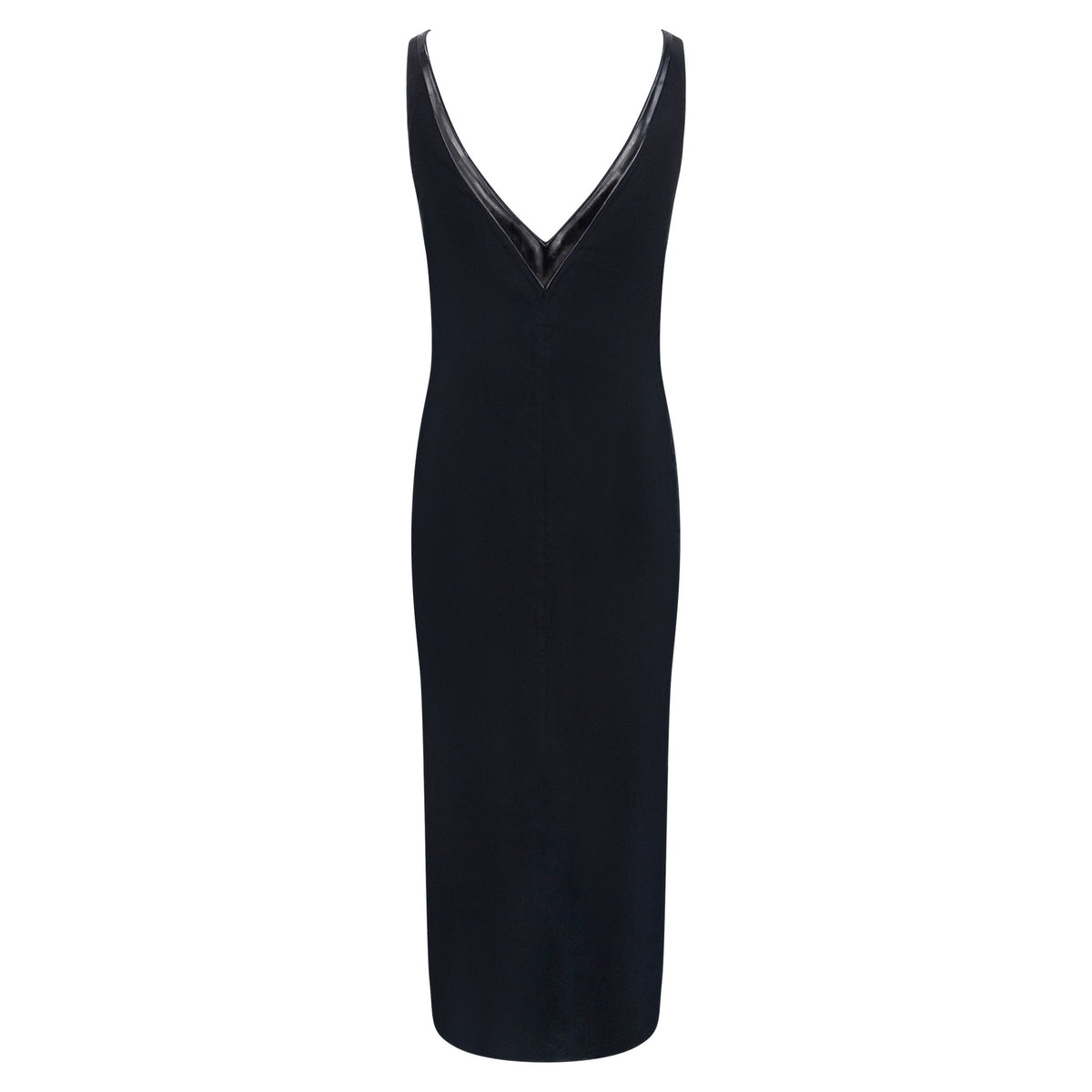 F/W 1998 Prada Runway Black Taffeta Rubber Trimmed V - Neck Evening Gown - RealList