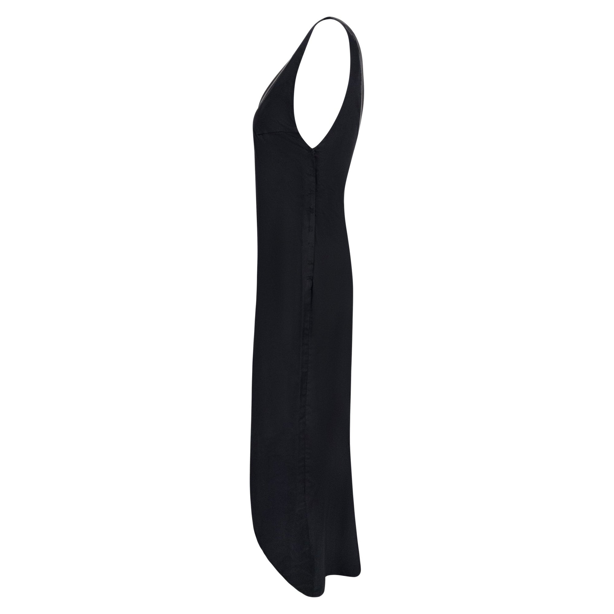 F/W 1998 Prada Runway Black Taffeta Rubber Trimmed V - Neck Evening Gown - RealList