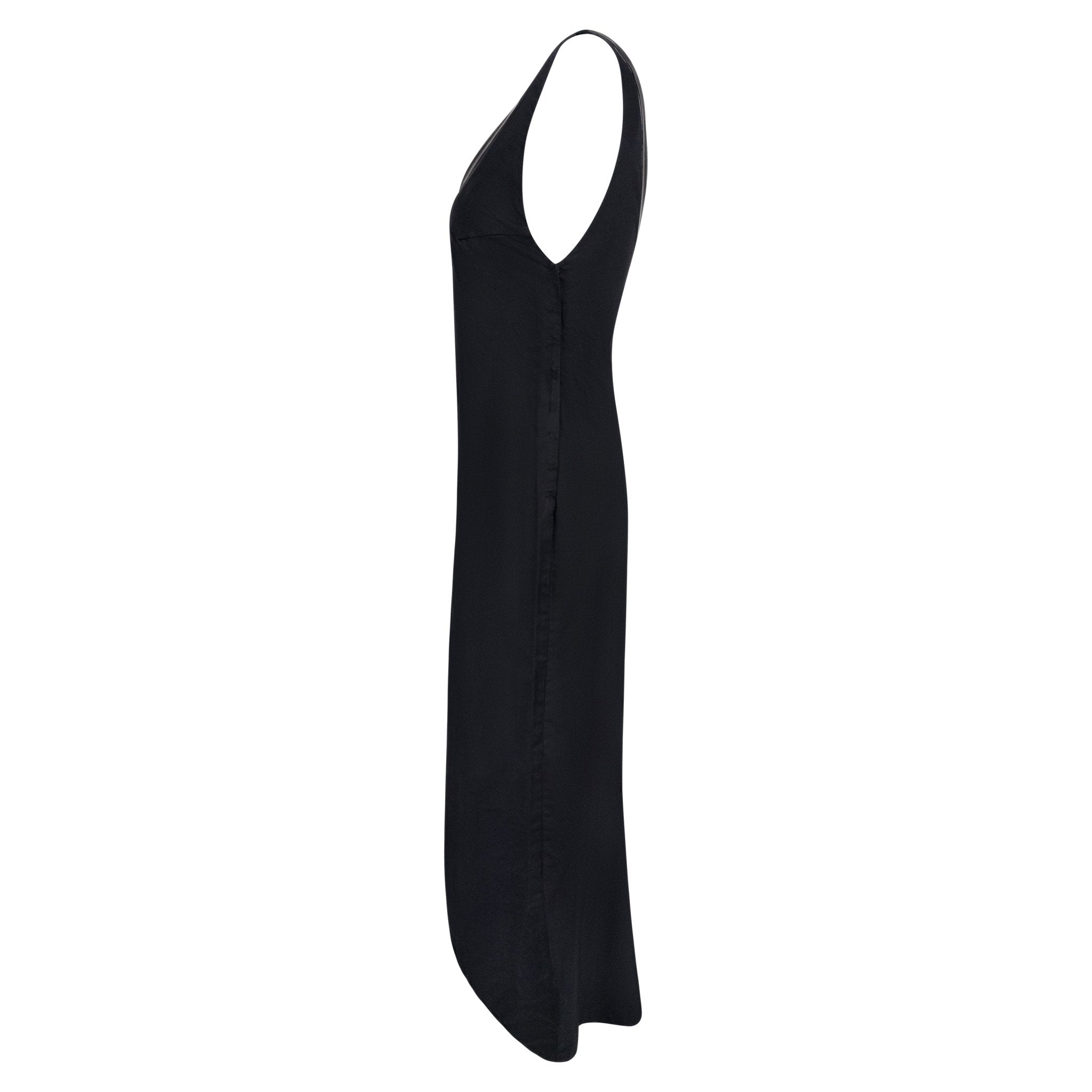 F/W 1998 Prada Runway Black Taffeta Rubber Trimmed V - Neck Evening Gown - RealList