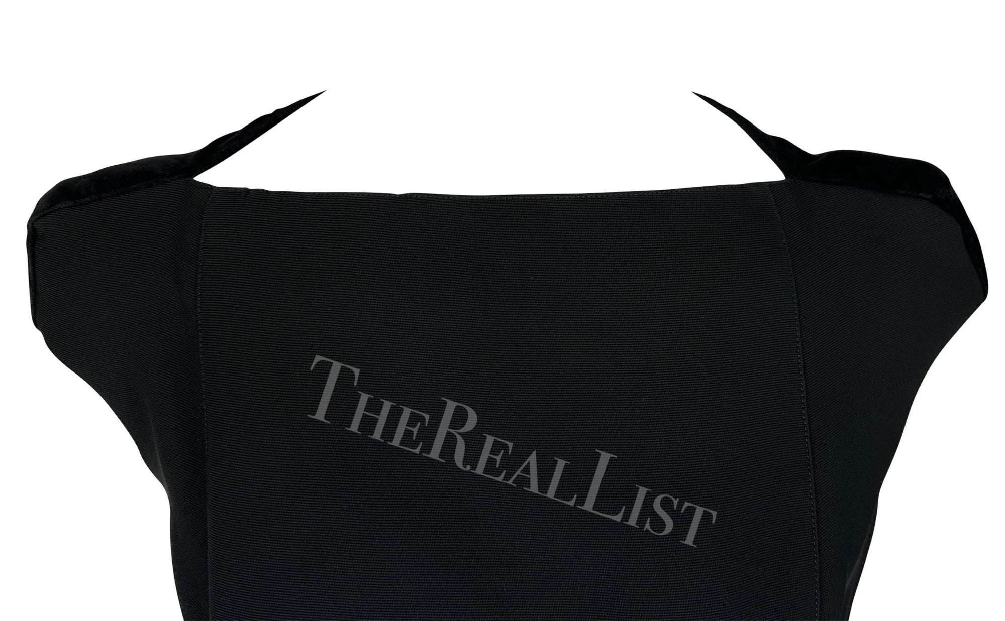 F/W 1998 Thierry Mugler Runway Black Velvet Bateau Neckline Mini Dress - RealList