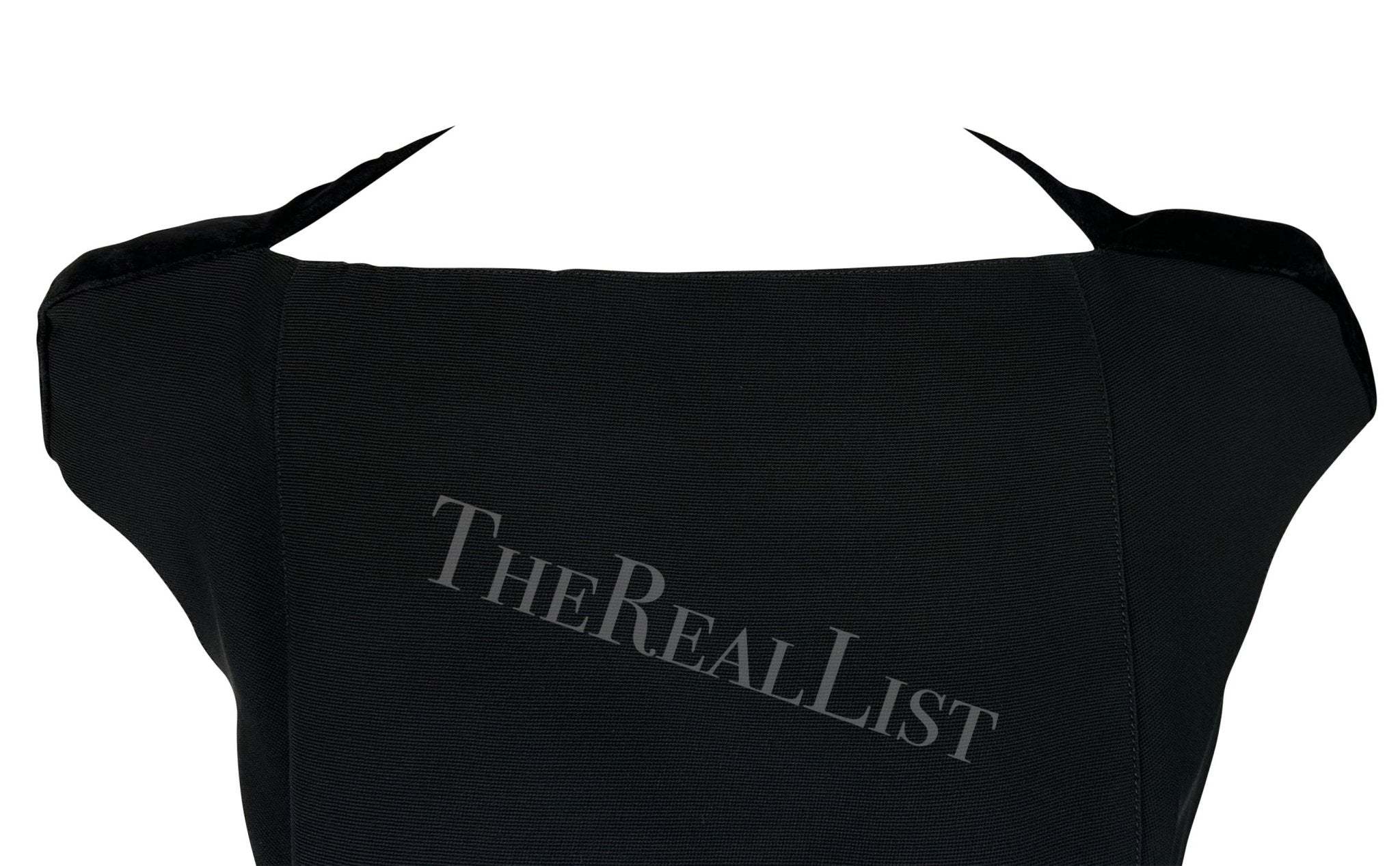 F/W 1998 Thierry Mugler Runway Black Velvet Bateau Neckline Mini Dress - RealList