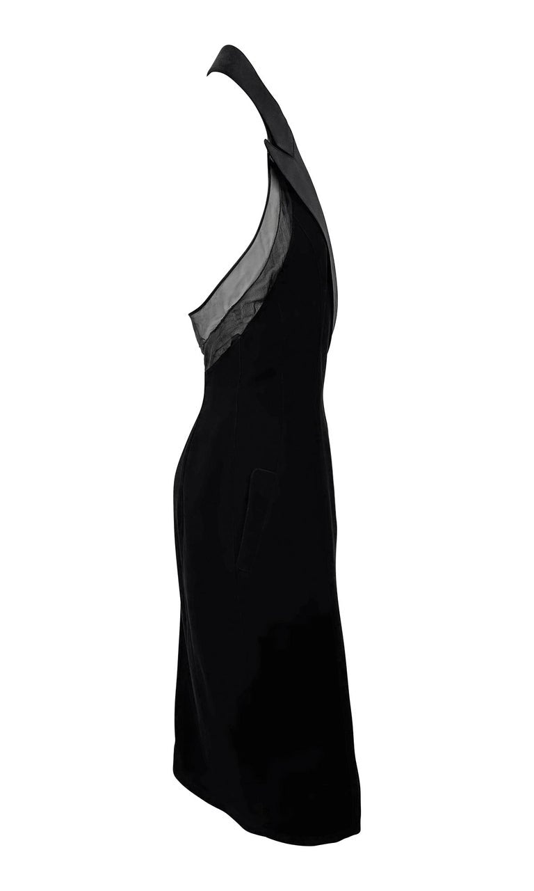 F/W 1998 Thierry Mugler Runway 'Lingerie Revisited' Black Tuxedo Halter Dress - RealList