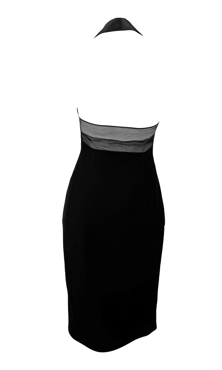 F/W 1998 Thierry Mugler Runway 'Lingerie Revisited' Black Tuxedo Halter Dress - RealList