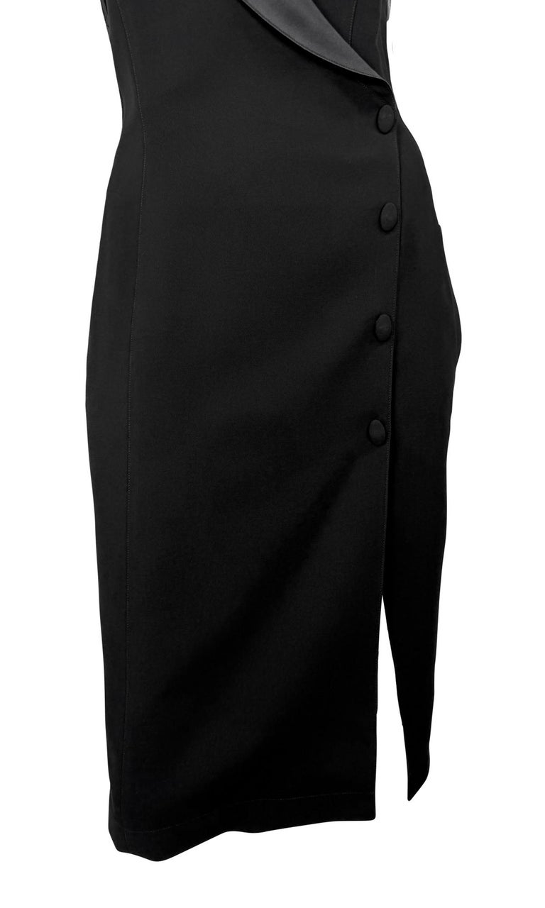 F/W 1998 Thierry Mugler Runway 'Lingerie Revisited' Black Tuxedo Halter Dress - RealList