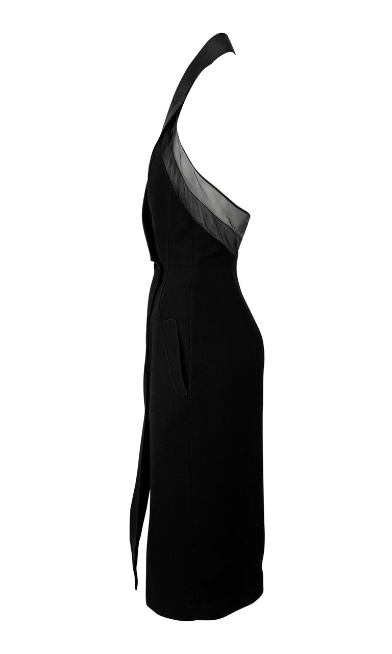 F/W 1998 Thierry Mugler Runway 'Lingerie Revisited' Black Tuxedo Halter Dress - RealList