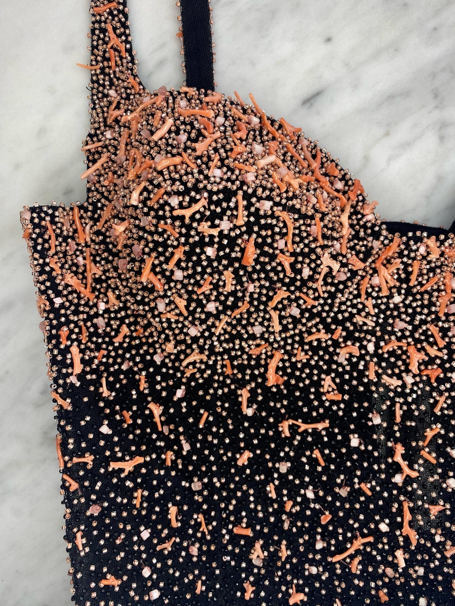 F/W 1999 Atelier Versace Coral Beaded Sheer Corset Two - Piece Pants Set Donatella - RealList