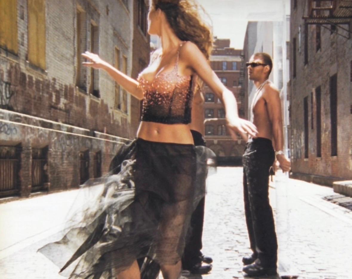 F/W 1999 Atelier Versace Coral Beaded Sheer Corset Two - Piece Pants Set Donatella - RealList