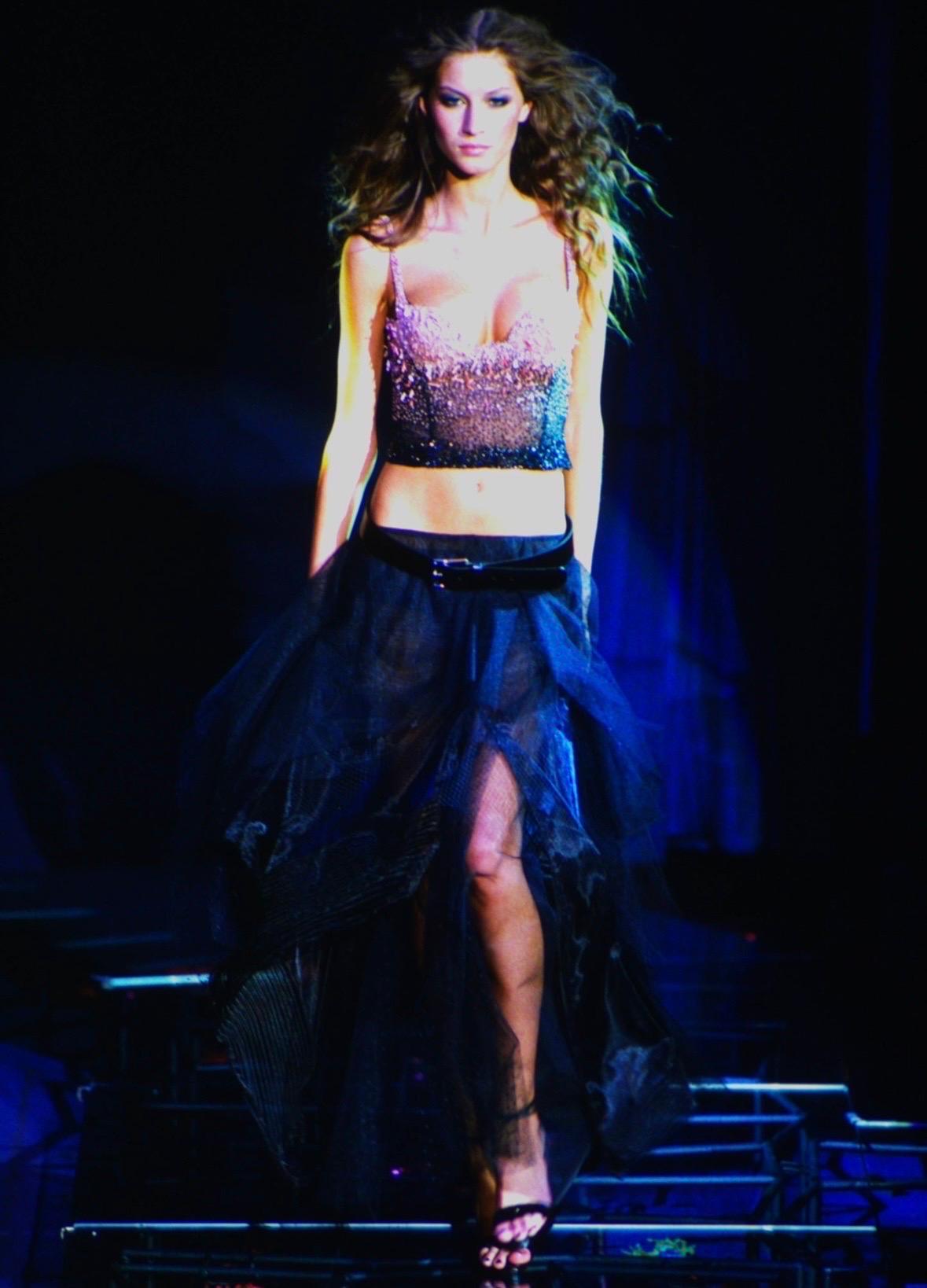 F/W 1999 Atelier Versace Coral Beaded Sheer Corset Two - Piece Pants Set Donatella - RealList