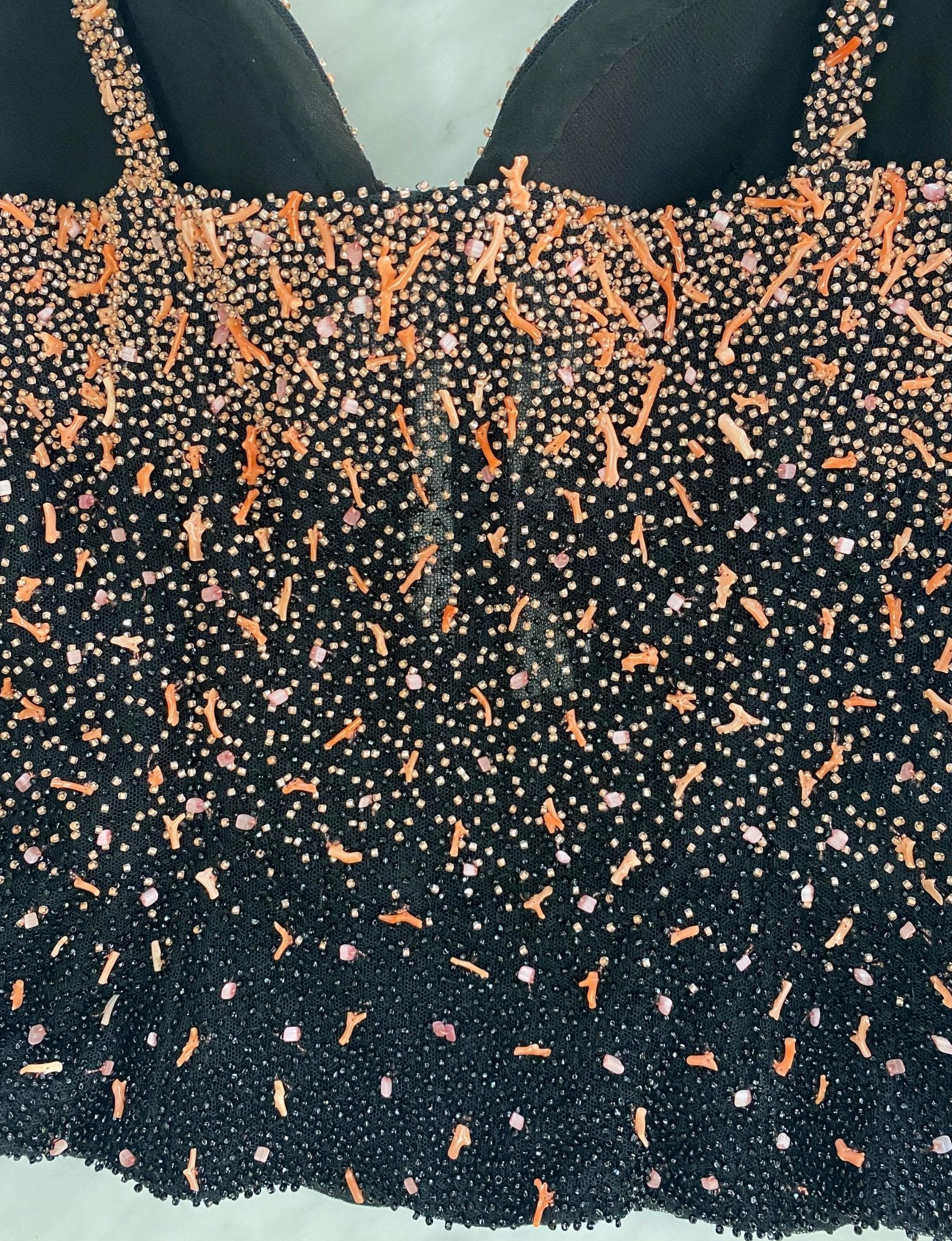 F/W 1999 Atelier Versace Coral Beaded Sheer Corset Two - Piece Pants Set Donatella - RealList