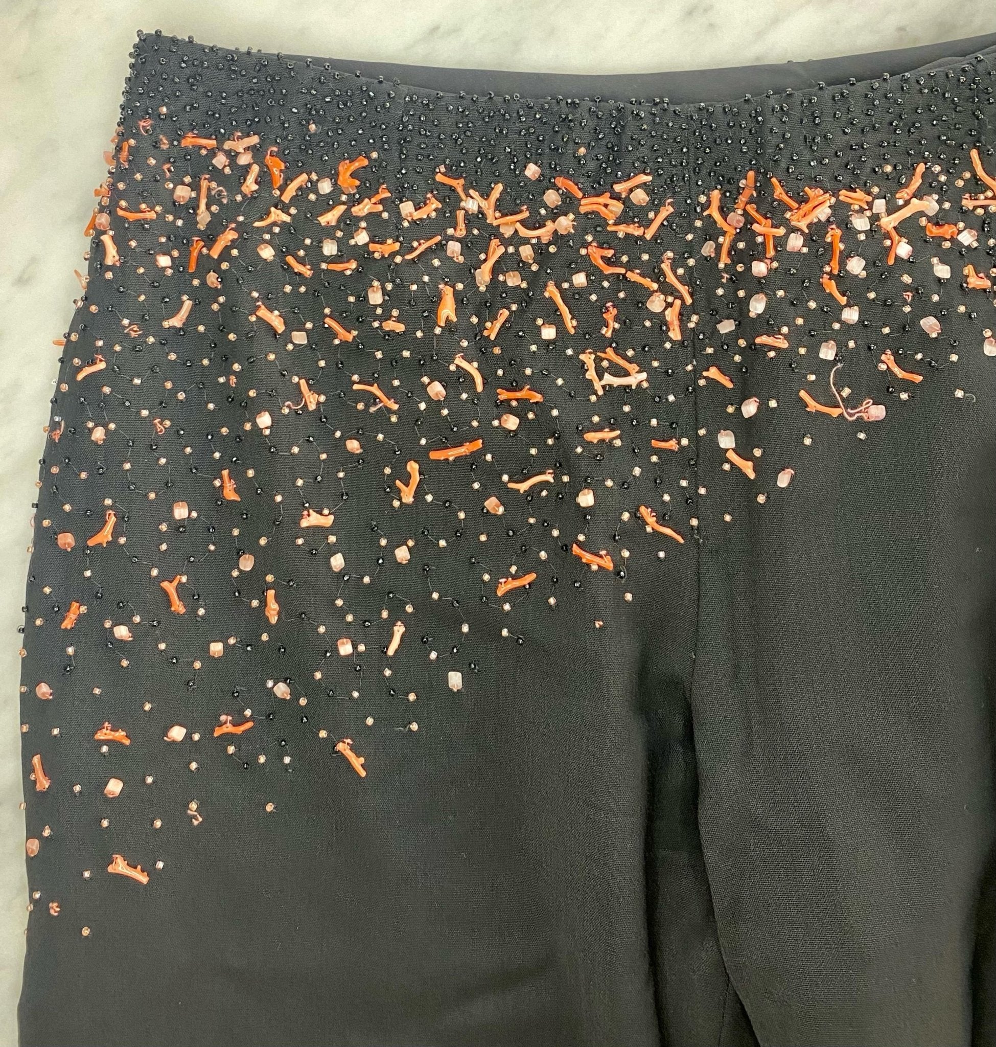 F/W 1999 Atelier Versace Coral Beaded Sheer Corset Two - Piece Pants Set Donatella - RealList