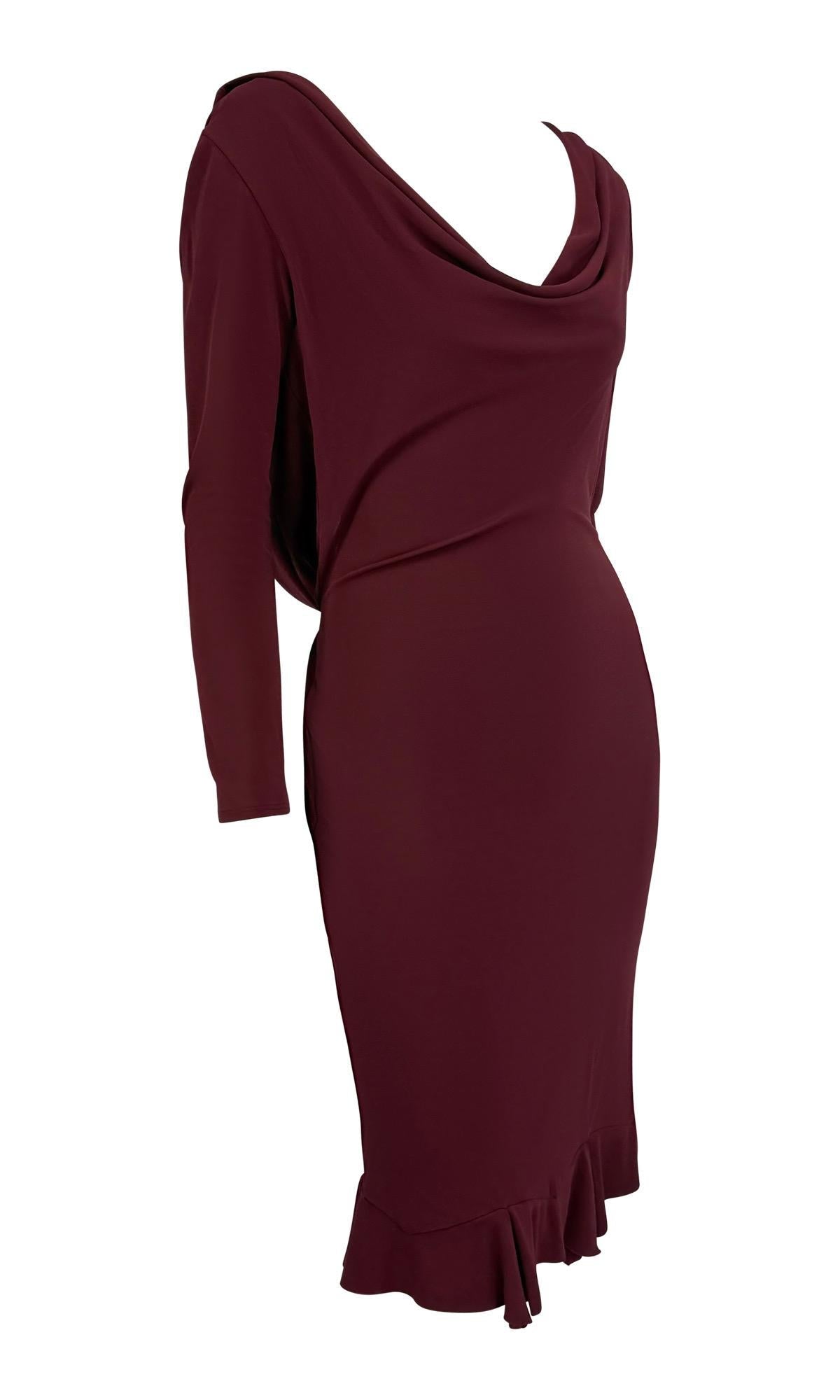 F/W 1999 Chloé by Stella McCartney Runway Maroon Bodycon Backless Cowl Dress - RealList