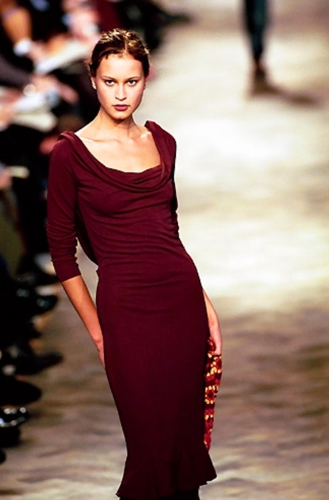 F/W 1999 Chloé by Stella McCartney Runway Maroon Bodycon Backless Cowl Dress - RealList