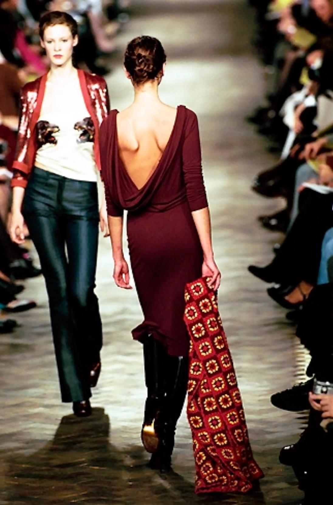 F/W 1999 Chloé by Stella McCartney Runway Maroon Bodycon Backless Cowl Dress - RealList