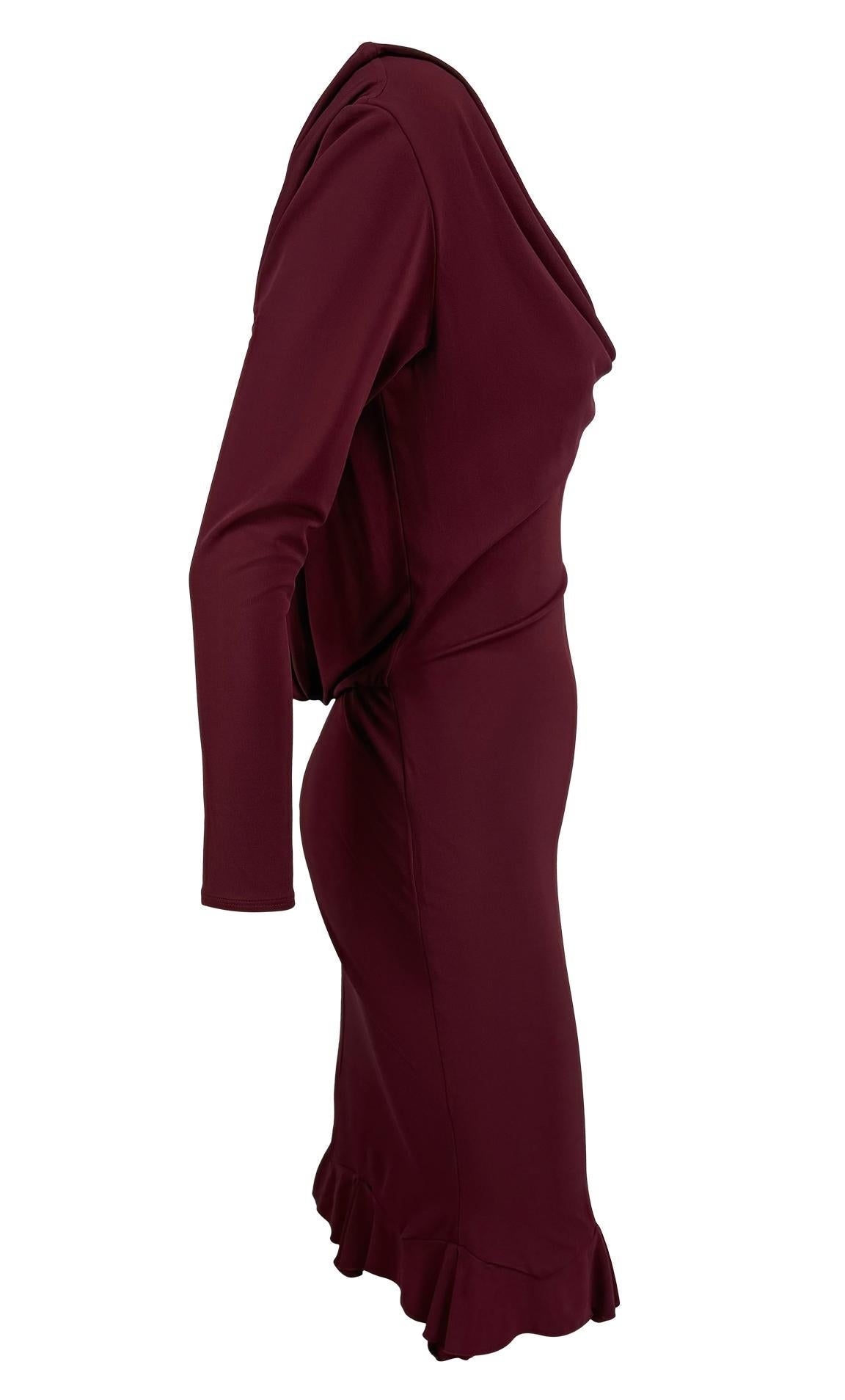 F/W 1999 Chloé by Stella McCartney Runway Maroon Bodycon Backless Cowl Dress - RealList