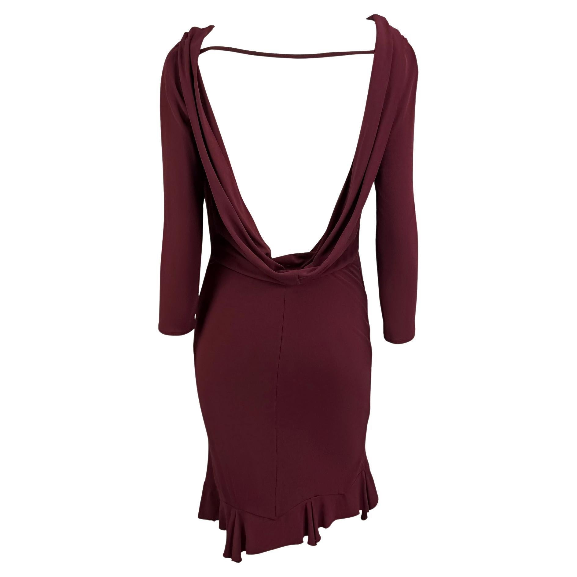 F/W 1999 Chloé by Stella McCartney Runway Maroon Bodycon Backless Cowl Dress - RealList