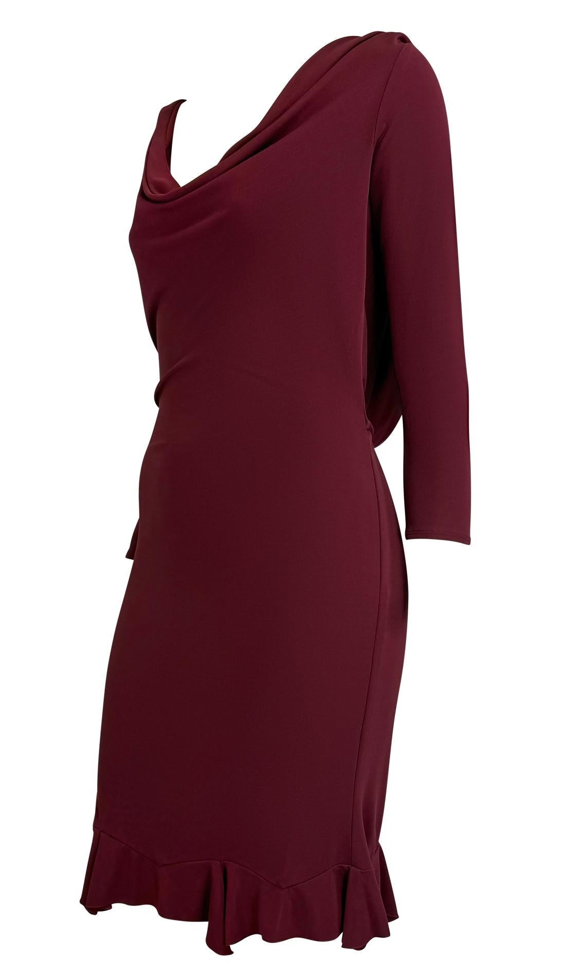 F/W 1999 Chloé by Stella McCartney Runway Maroon Bodycon Backless Cowl Dress - RealList