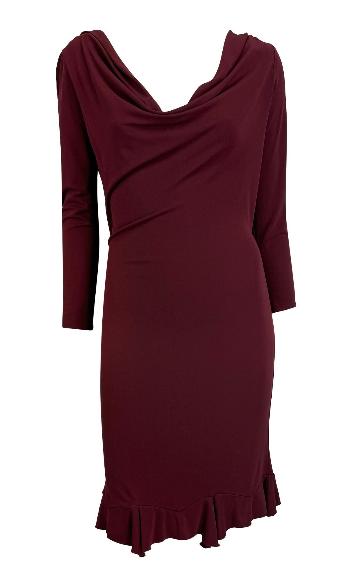 F/W 1999 Chloé by Stella McCartney Runway Maroon Bodycon Backless Cowl Dress - RealList