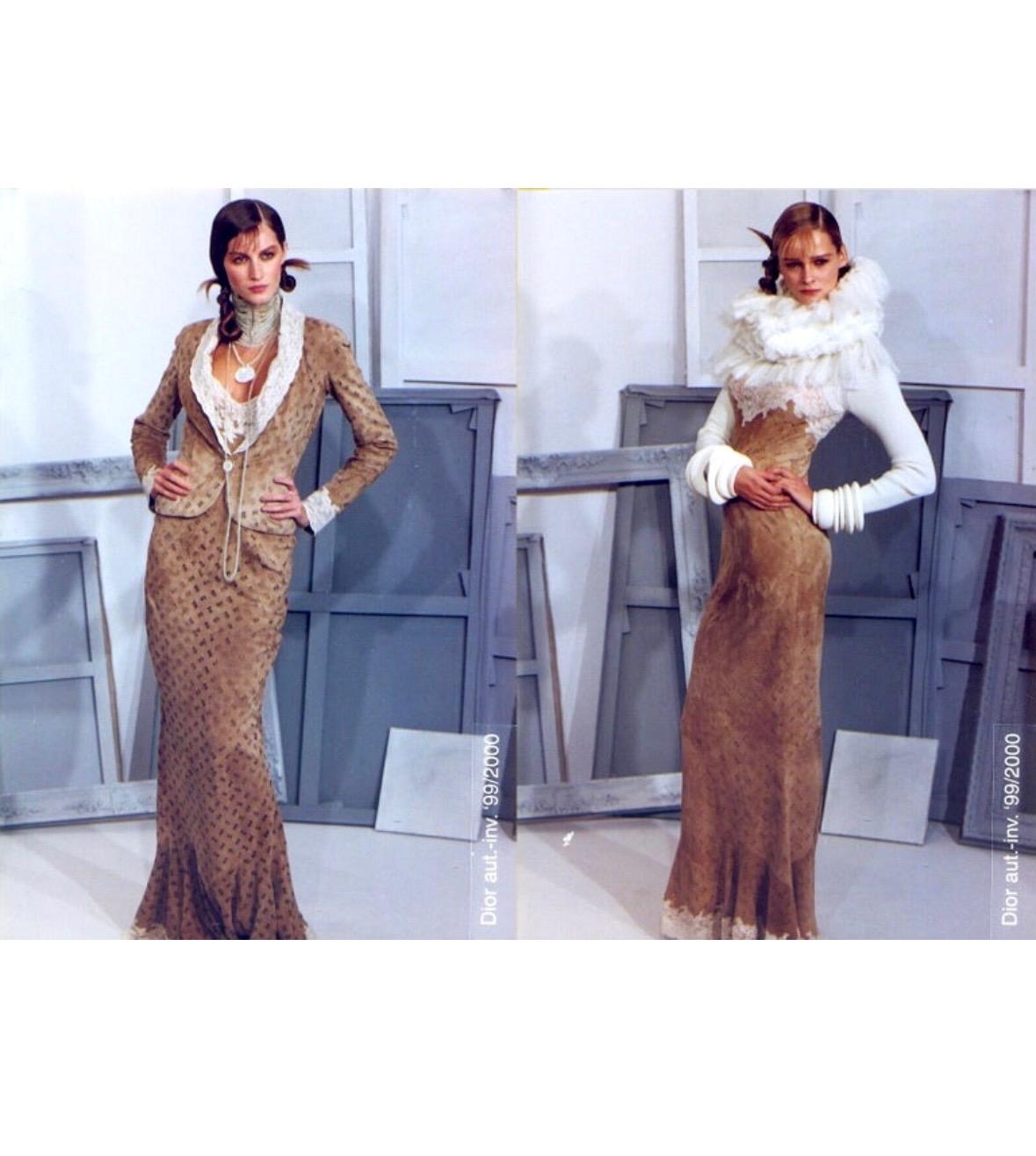 F/W 1999 Christian Dior by John Galliano Runway Laser - Cut Suede Turtleneck Gown - RealList