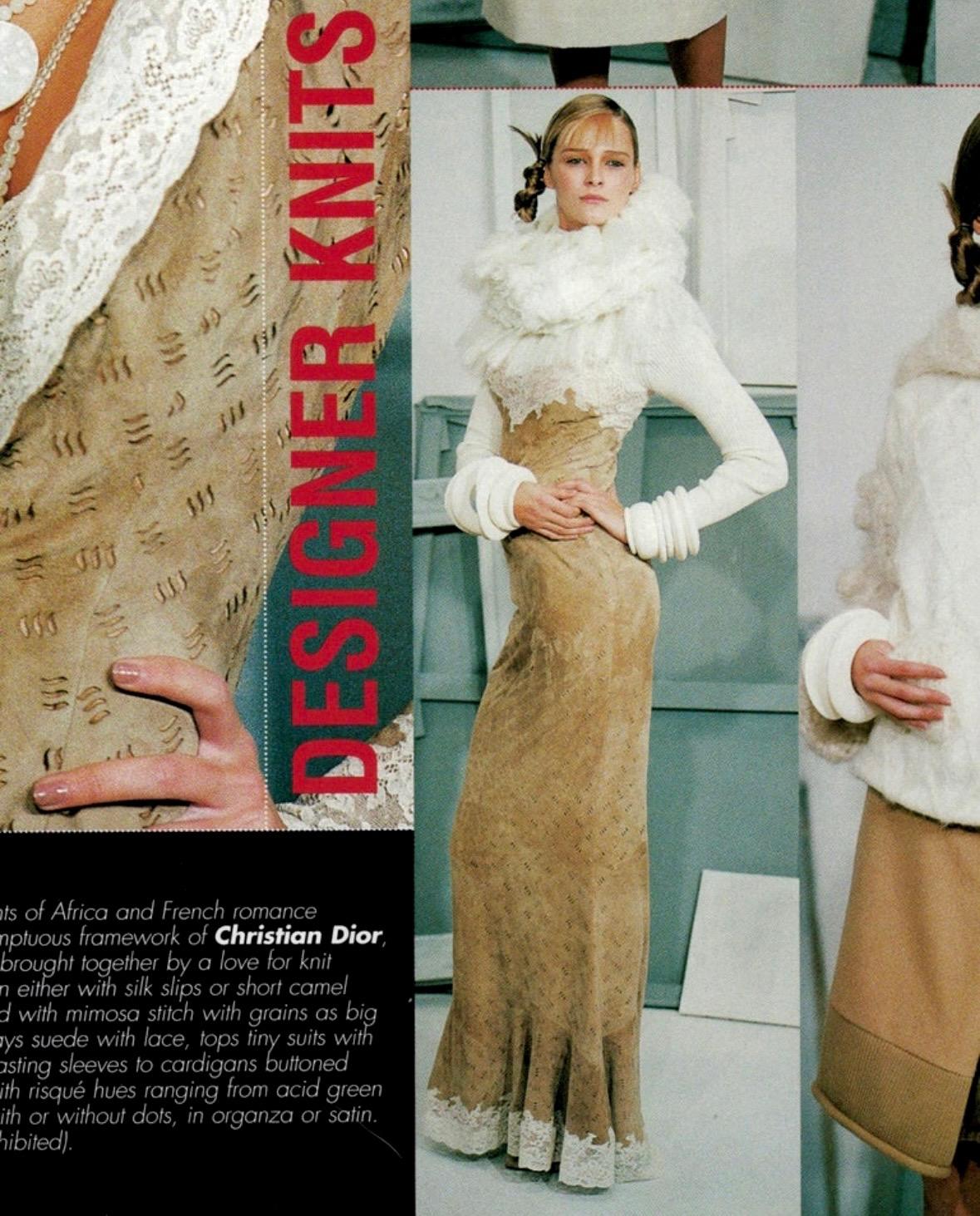 F/W 1999 Christian Dior by John Galliano Runway Laser - Cut Suede Turtleneck Gown - RealList