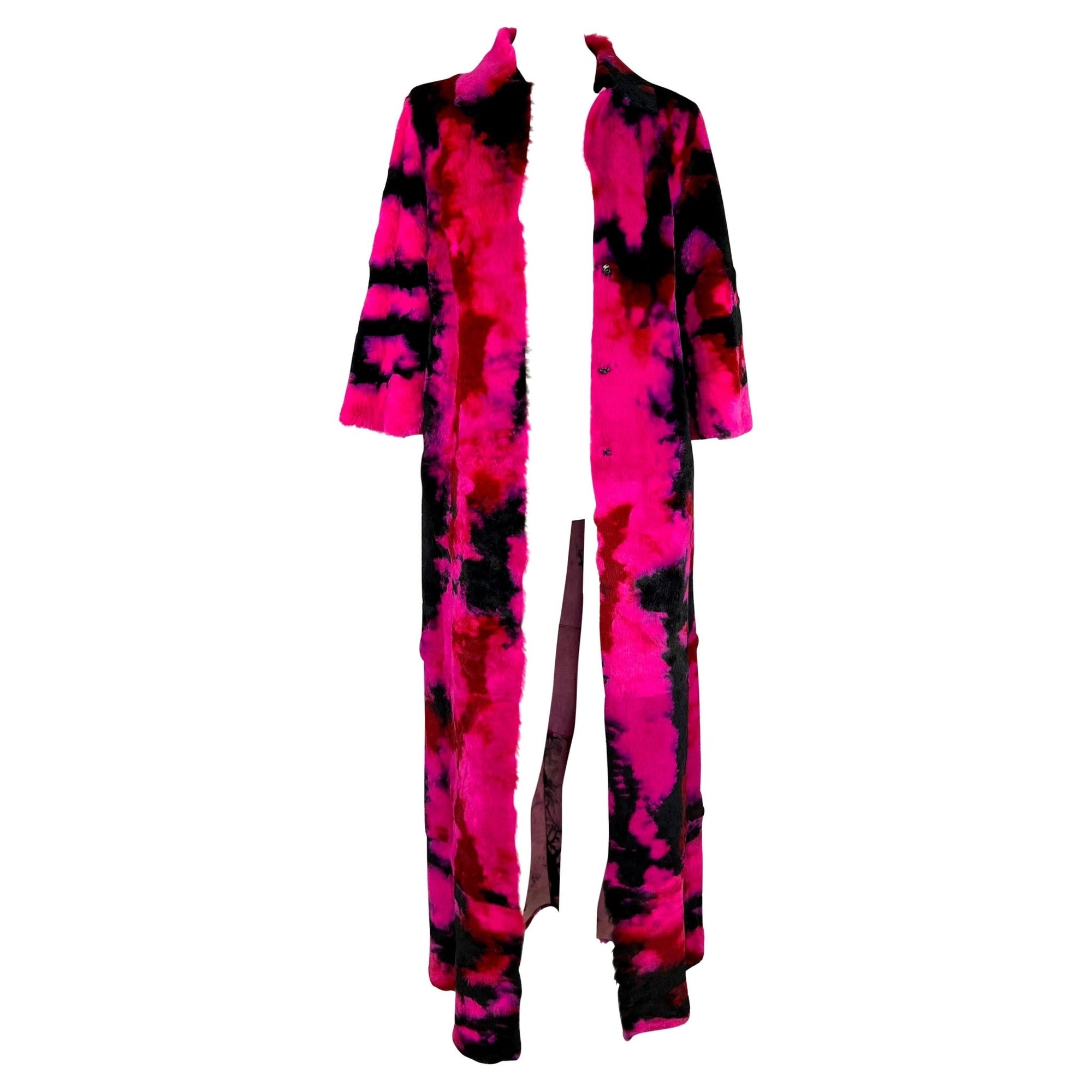 F/W 1999 Dolce & Gabbana 'Kitsch' Runway Pink Purple Tie - Dye Lapin Fur Coat - RealList