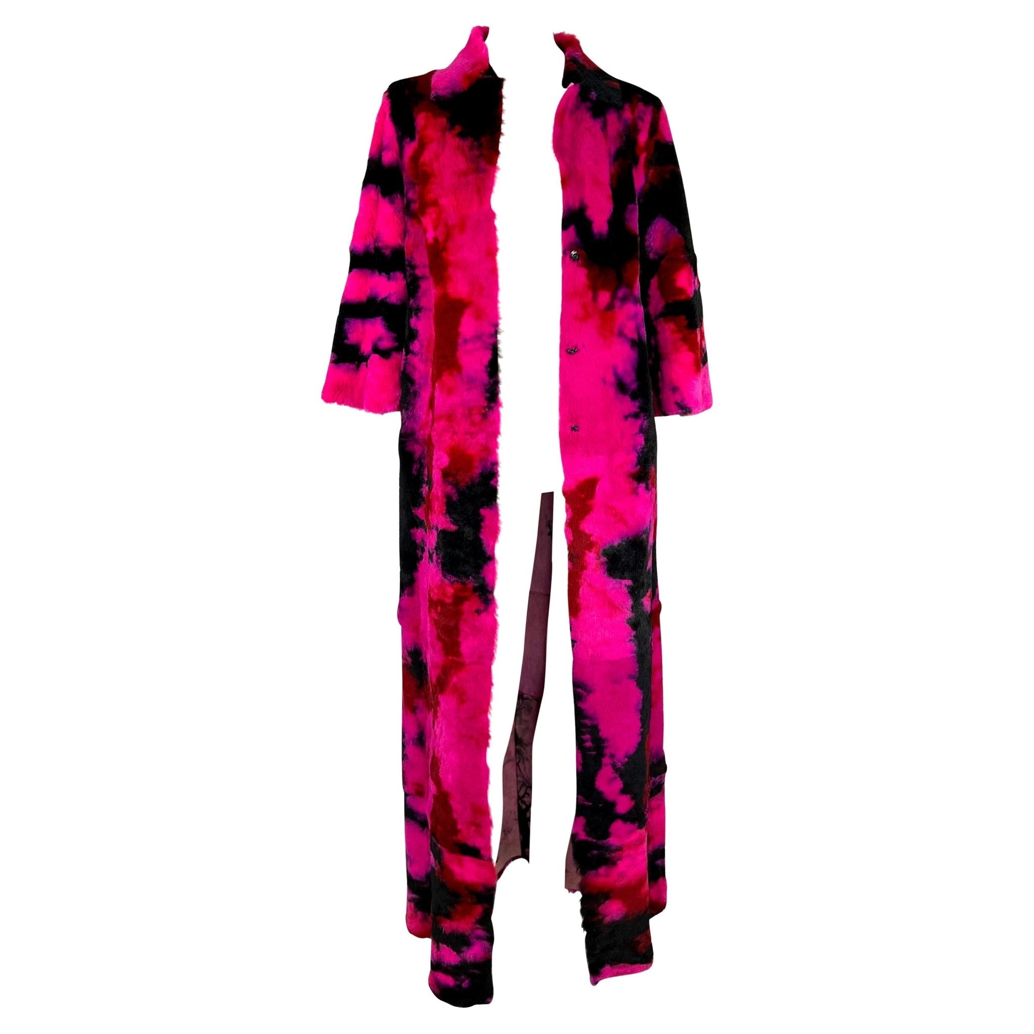 F/W 1999 Dolce & Gabbana 'Kitsch' Runway Pink Purple Tie - Dye Lapin Fur Coat - RealList
