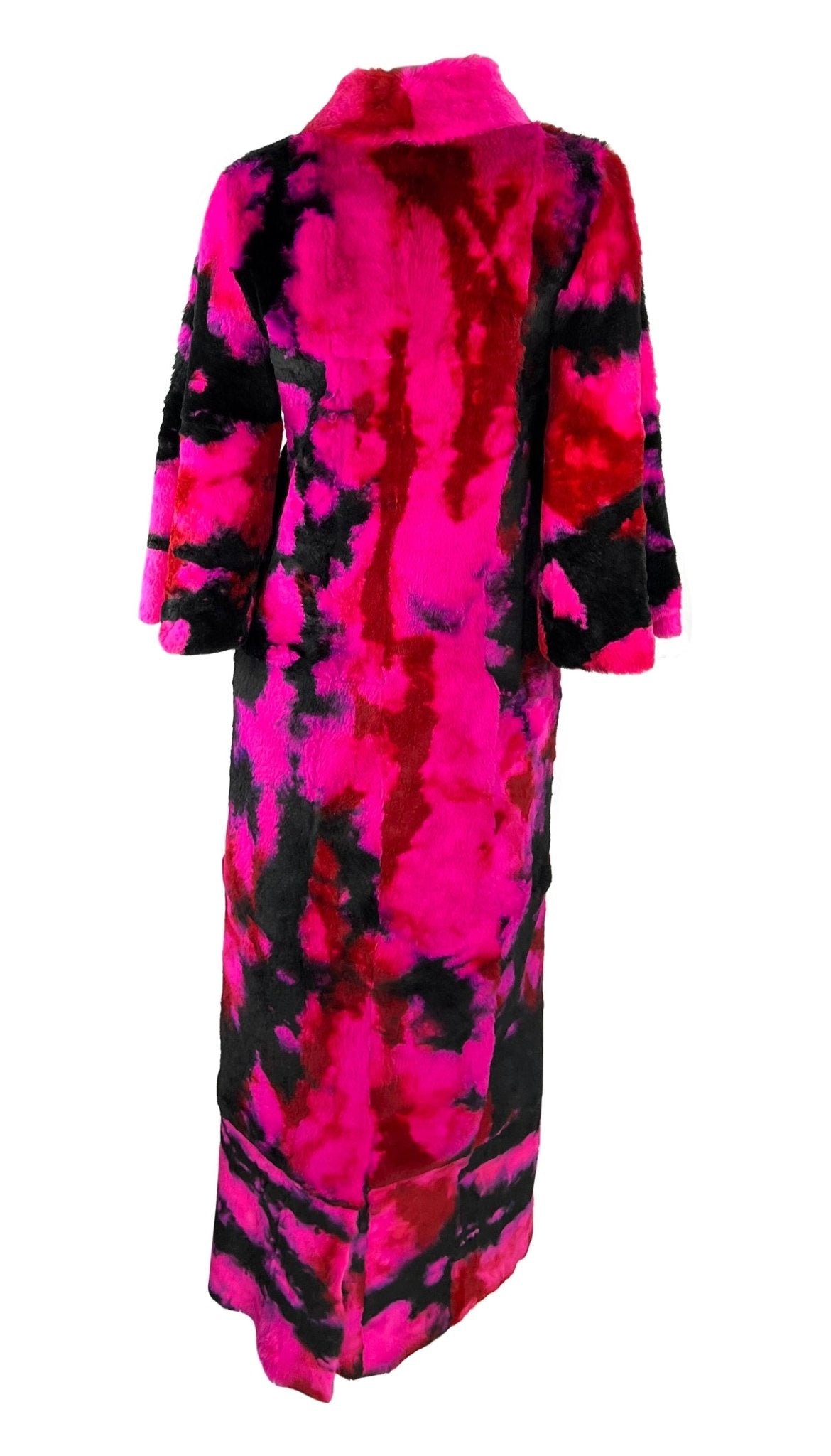 F/W 1999 Dolce & Gabbana 'Kitsch' Runway Pink Purple Tie - Dye Lapin Fur Coat - RealList