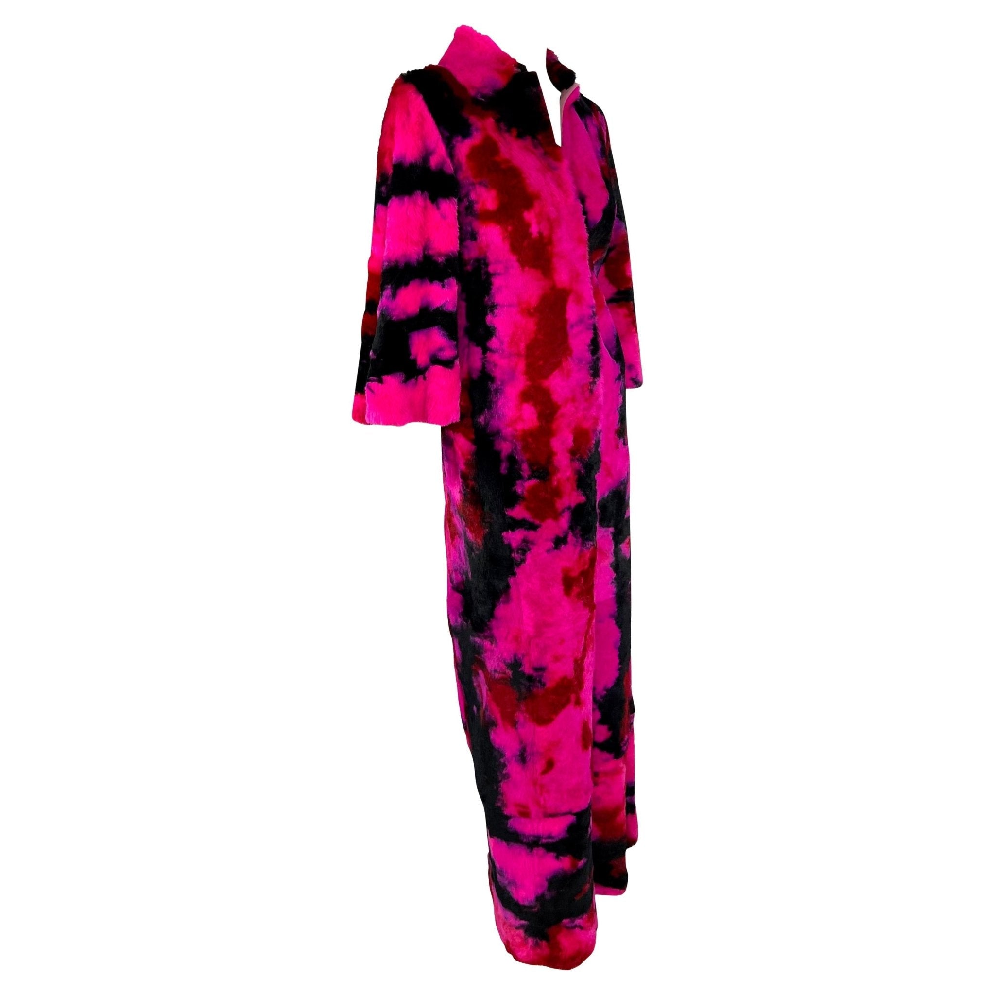 F/W 1999 Dolce & Gabbana 'Kitsch' Runway Pink Purple Tie - Dye Lapin Fur Coat - RealList