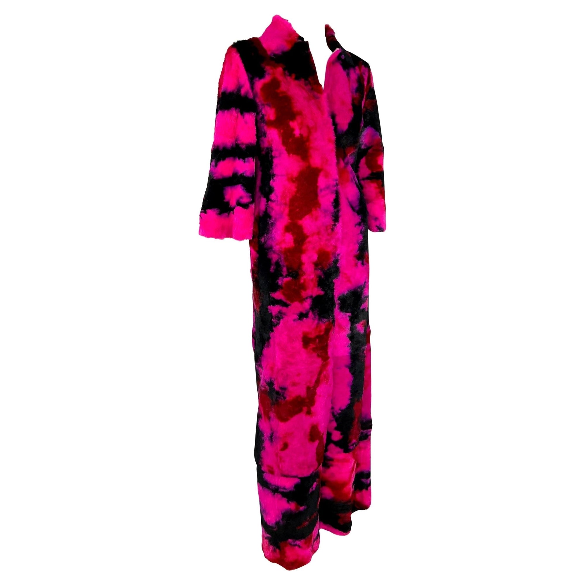 F/W 1999 Dolce & Gabbana 'Kitsch' Runway Pink Purple Tie - Dye Lapin Fur Coat - RealList