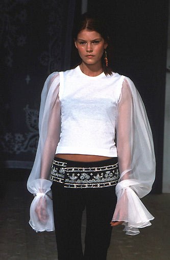 F/W 1999 Dolce & Gabbana Runway Ad Black Silk Rhinestone Beaded Waist Belt - RealList