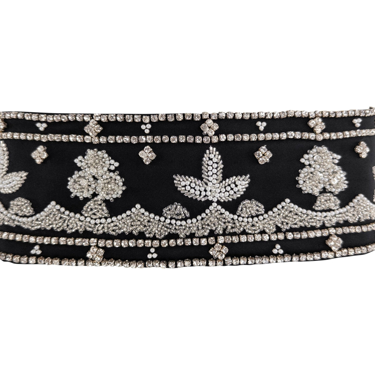 F/W 1999 Dolce & Gabbana Runway Ad Black Silk Rhinestone Beaded Waist Belt - RealList