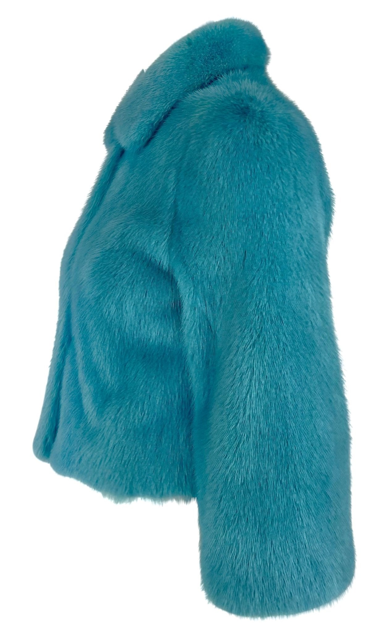 F/W 1999 Dolce & Gabbana Runway Baby Blue Mink Fur Cropped Short Jacket - RealList