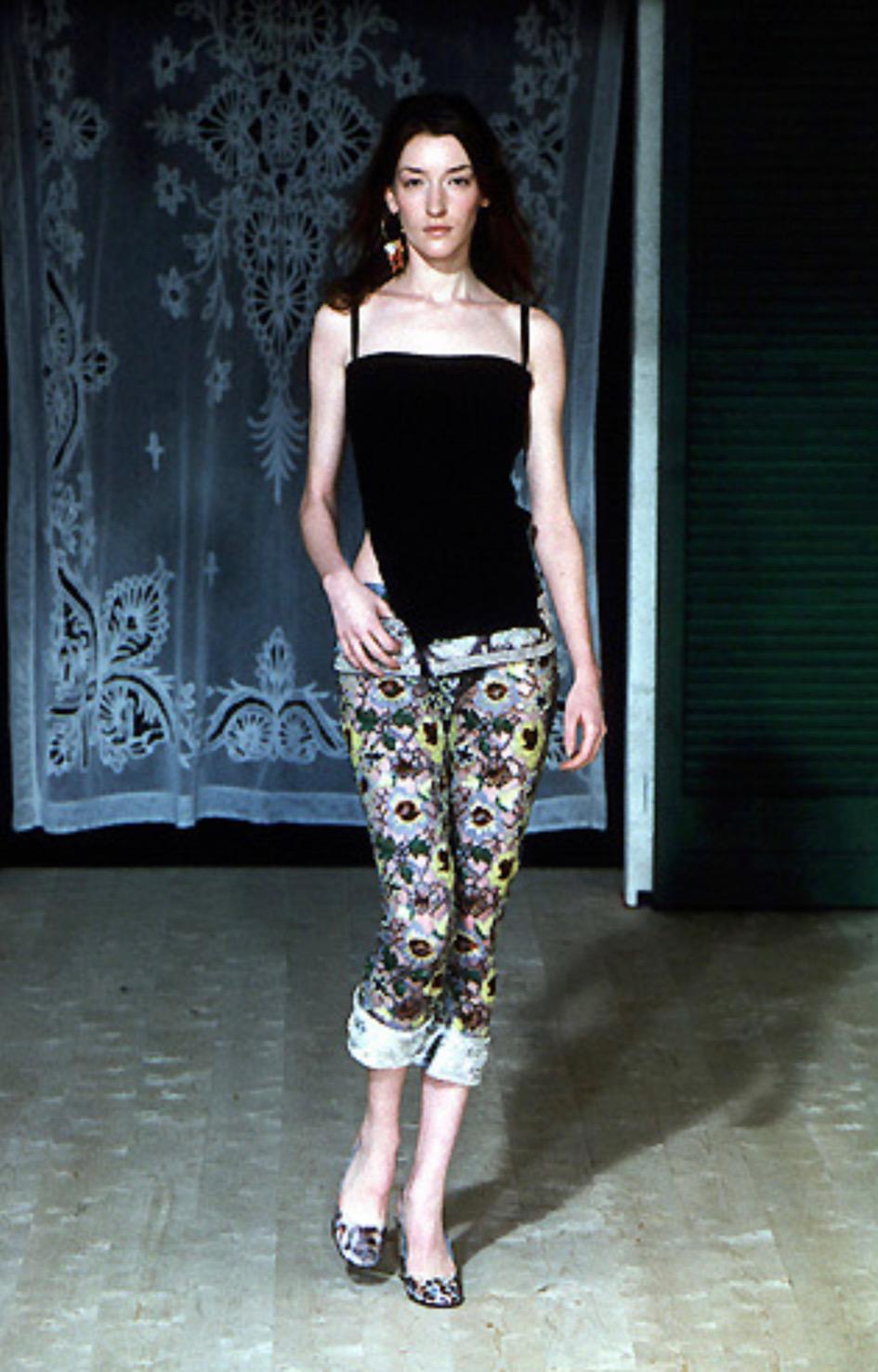 F/W 1999 Dolce & Gabbana Runway Floral Beaded Rhinestone Cropped Pants NWT - RealList