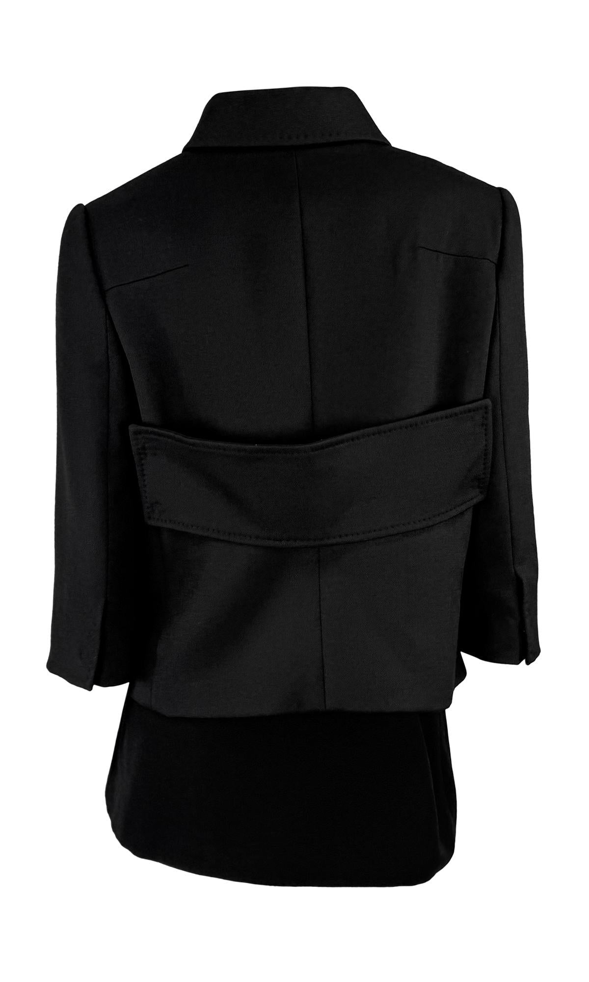 F/W 1999 Dolce & Gabbana Super Mini Cropped Sleeve Black Wool Skirt Suit - RealList