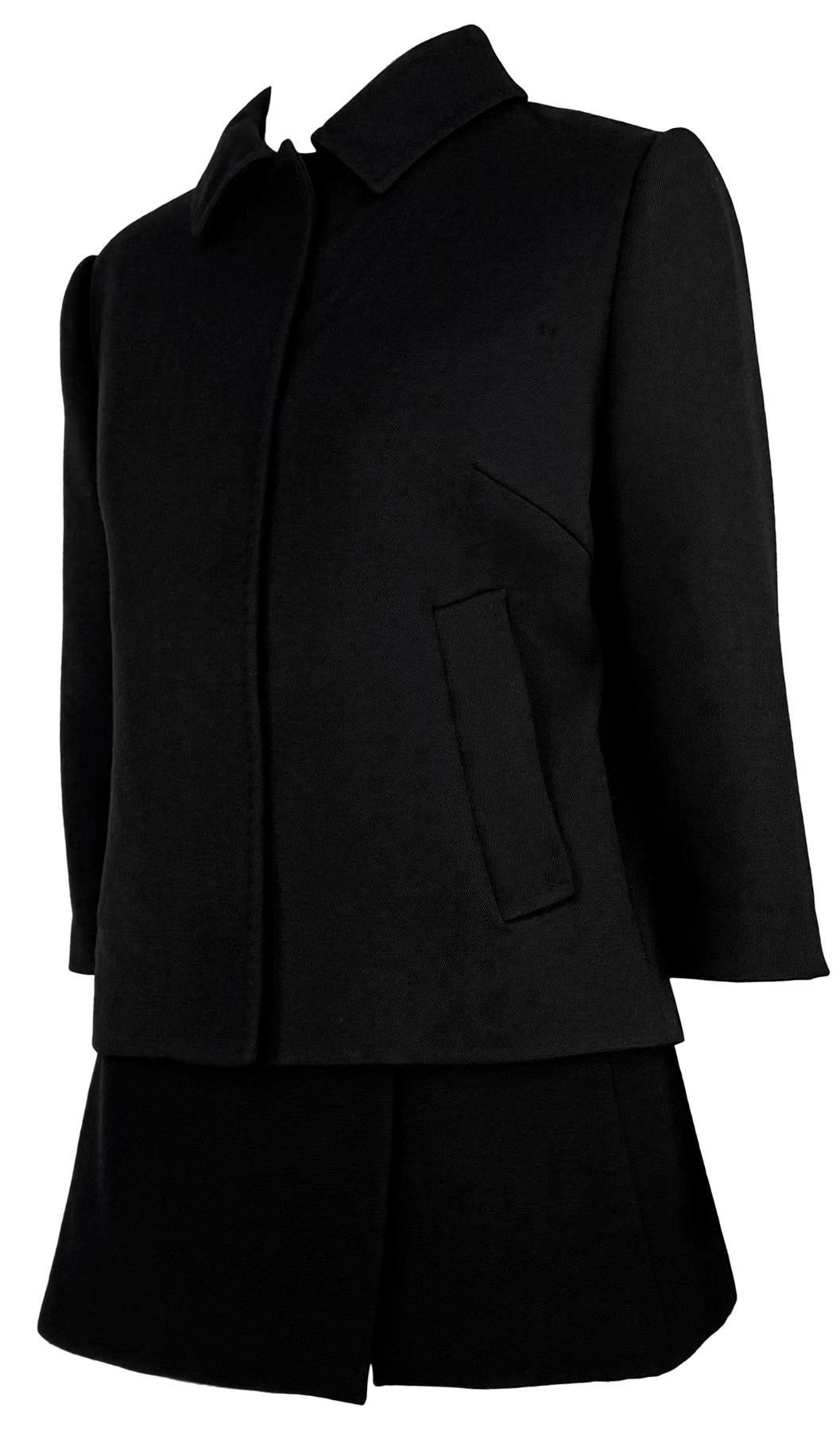 F/W 1999 Dolce & Gabbana Super Mini Cropped Sleeve Black Wool Skirt Suit - RealList