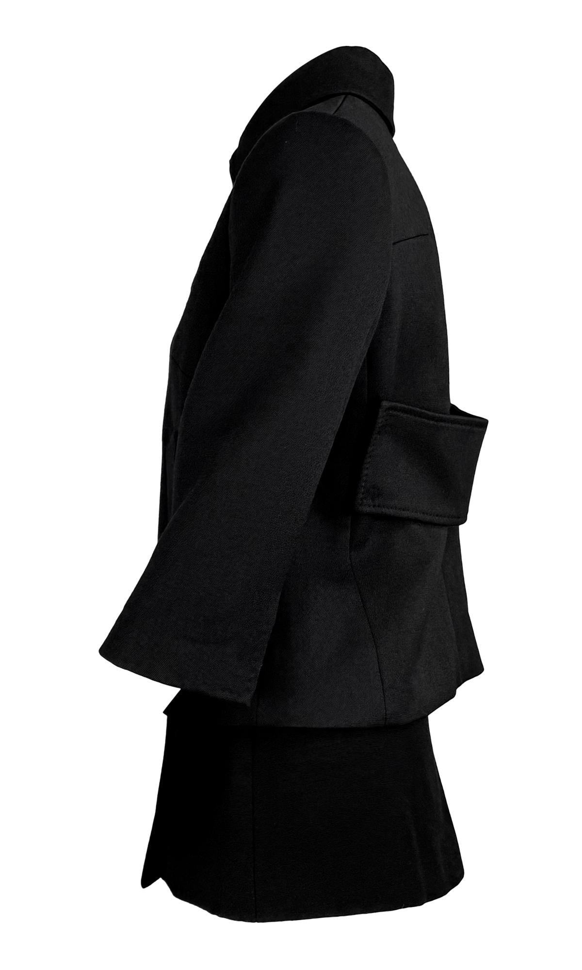 F/W 1999 Dolce & Gabbana Super Mini Cropped Sleeve Black Wool Skirt Suit - RealList