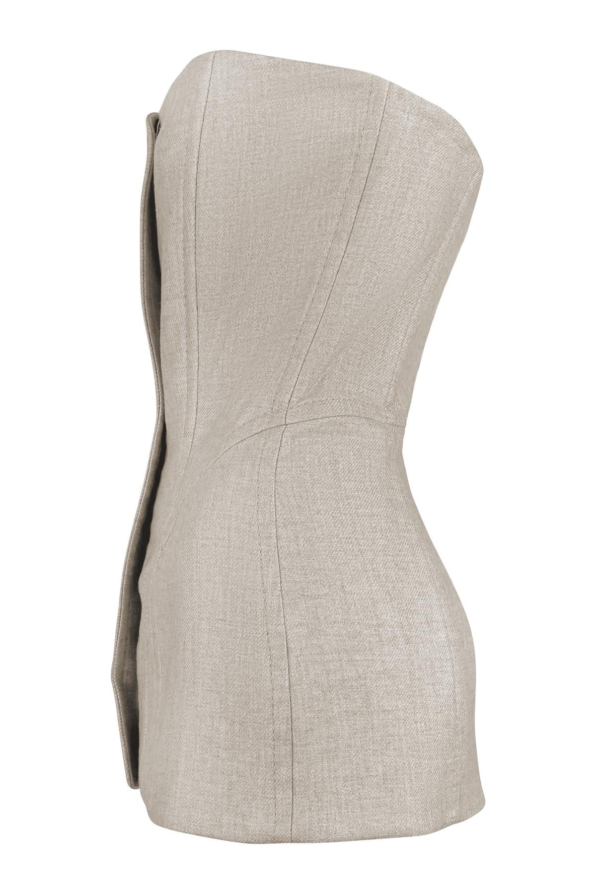 F/W 1999 Gianfranco Ferré Runway Beige Strapless Boned Corset Top - RealList
