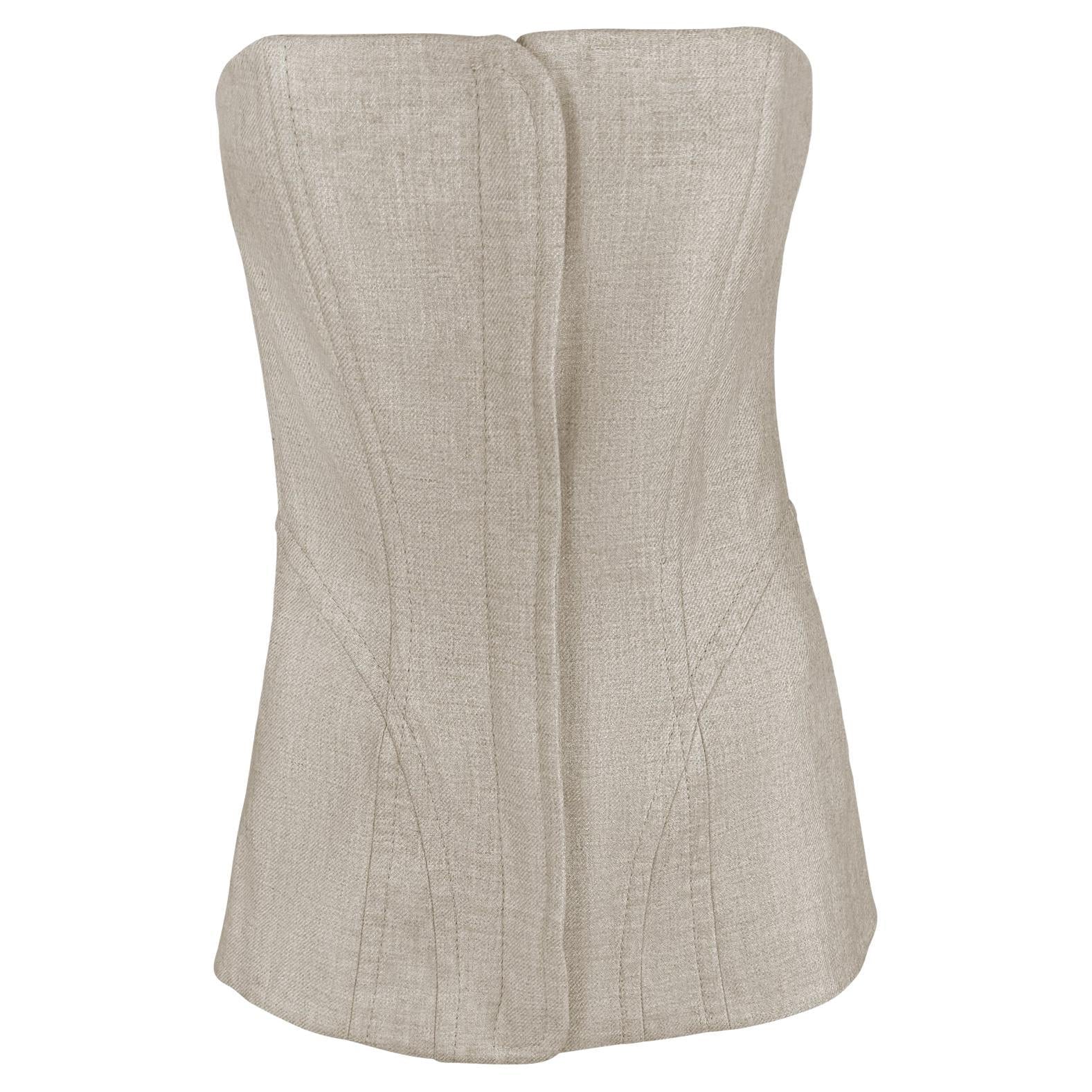 F/W 1999 Gianfranco Ferré Runway Beige Strapless Boned Corset Top - RealList
