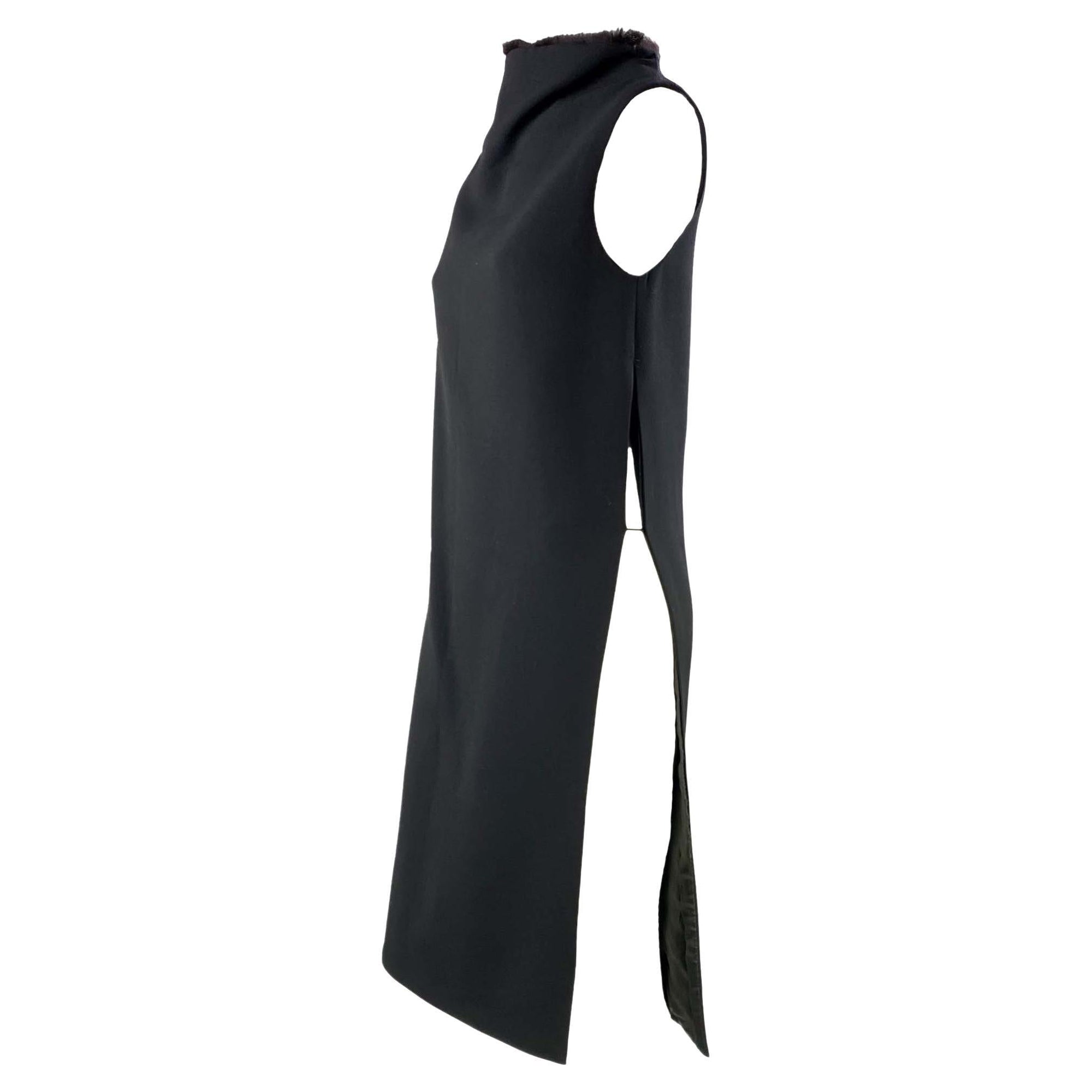 F/W 1999 Gianni Versace by Donatella Black Fur Trimmed Tunic Tent Dress - RealList