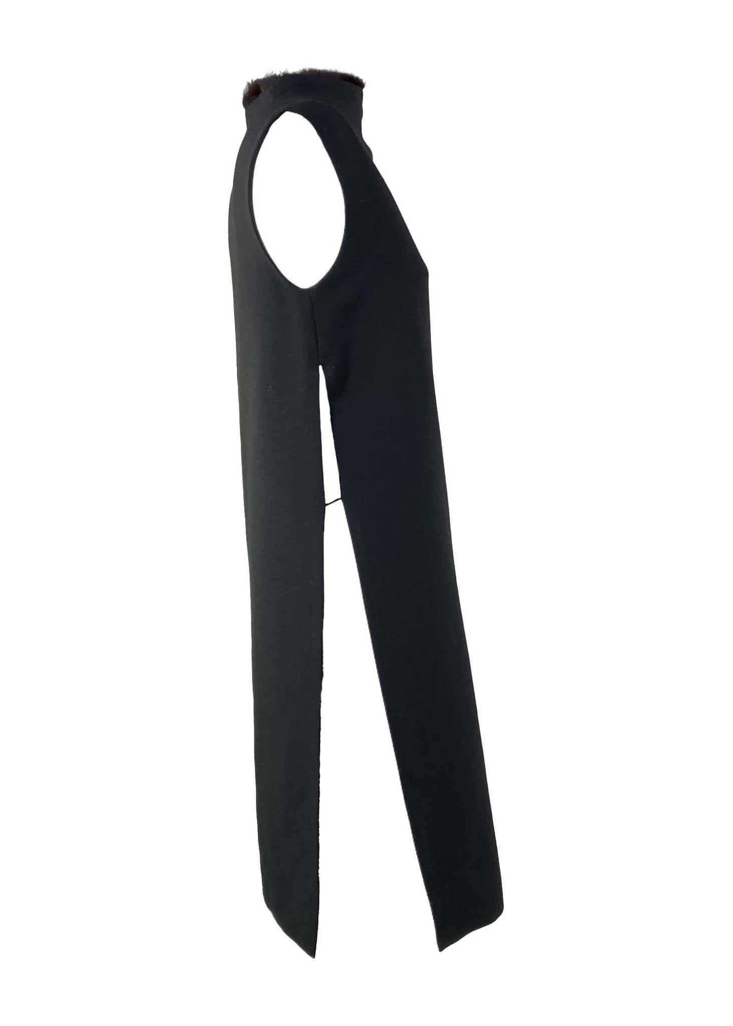 F/W 1999 Gianni Versace by Donatella Black Fur Trimmed Tunic Tent Dress - RealList