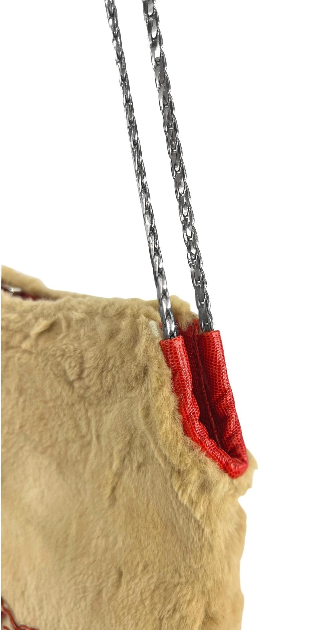 F/W 1999 Gianni Versace by Donatella Camel Tone Fur Coral Chain Shoulder Bag - RealList