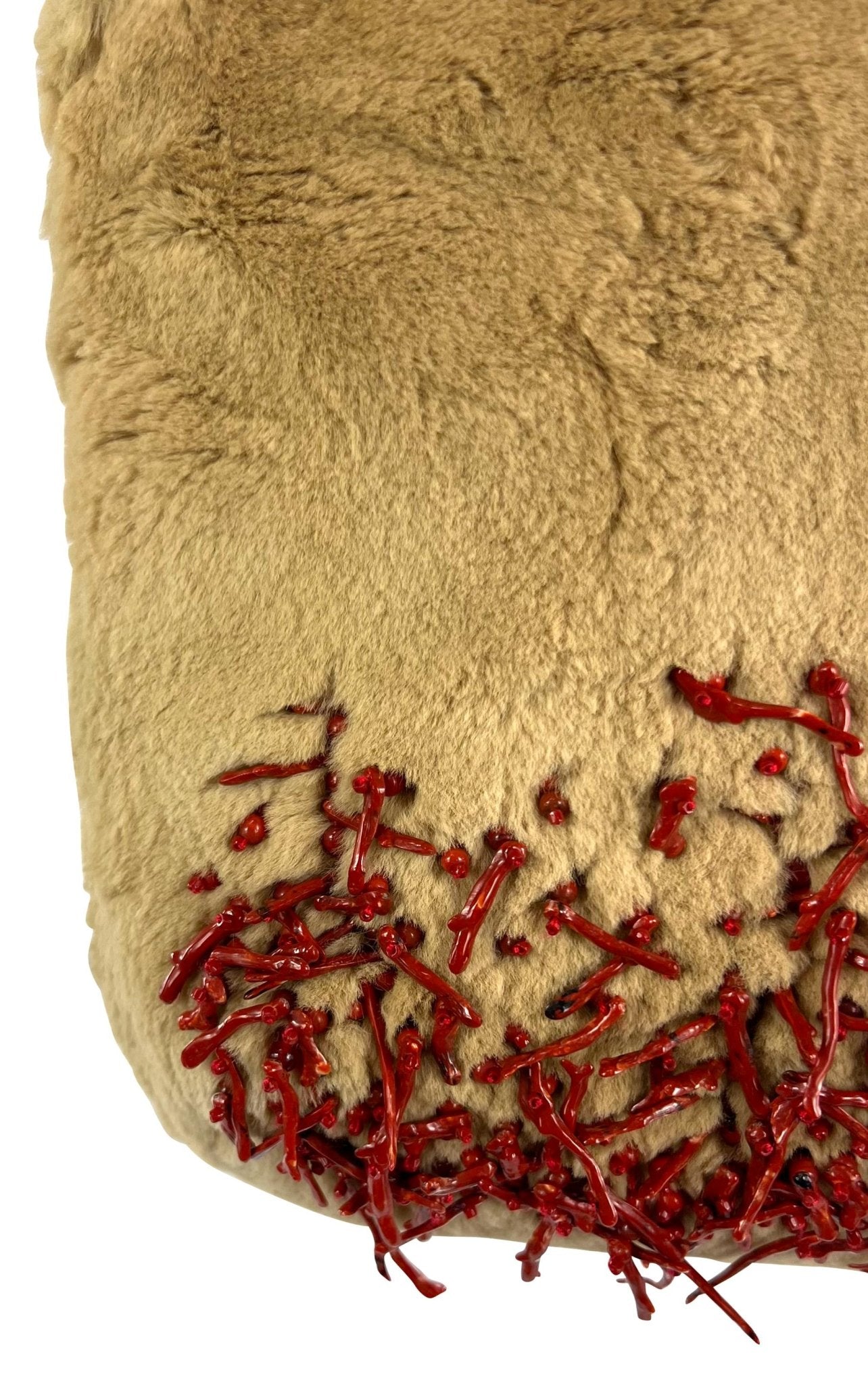 F/W 1999 Gianni Versace by Donatella Camel Tone Fur Coral Chain Shoulder Bag - RealList