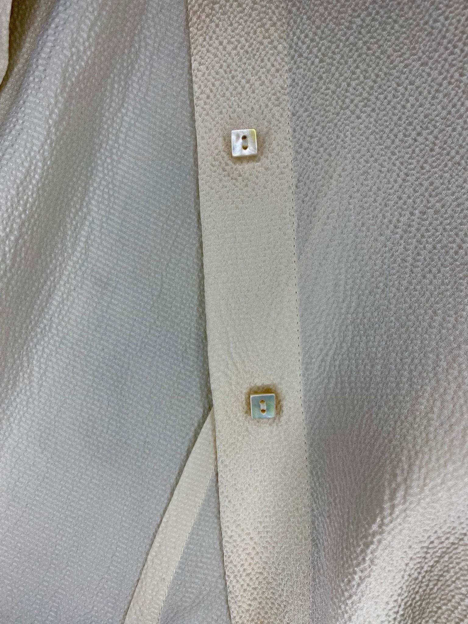 F/W 1999 Gianni Versace by Donatella Creme White Satin Crepe Button Up Blouse - RealList