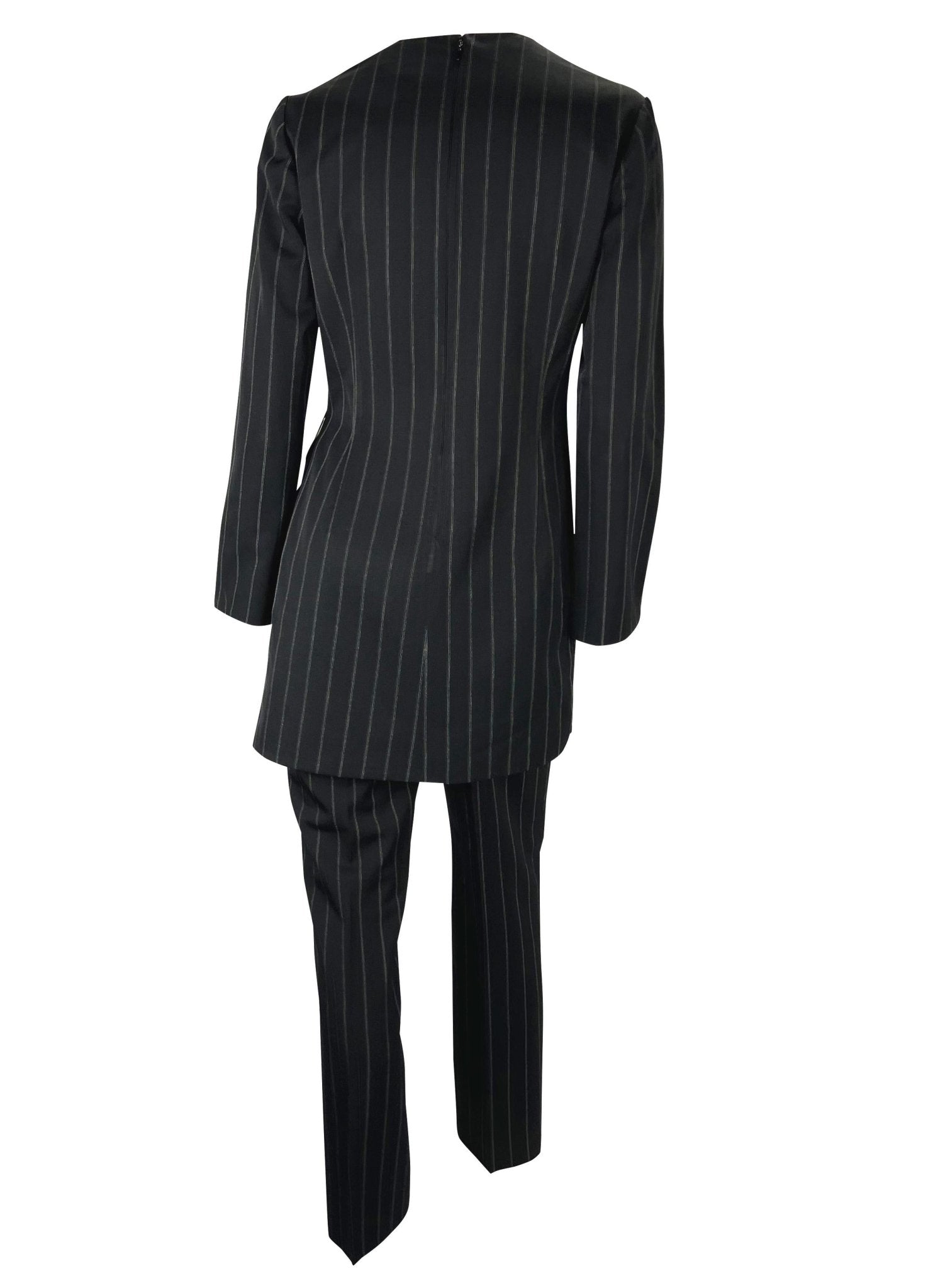 F/W 1999 Gianni Versace by Donatella Pinstripe Tunic Wool Pant Suit - RealList